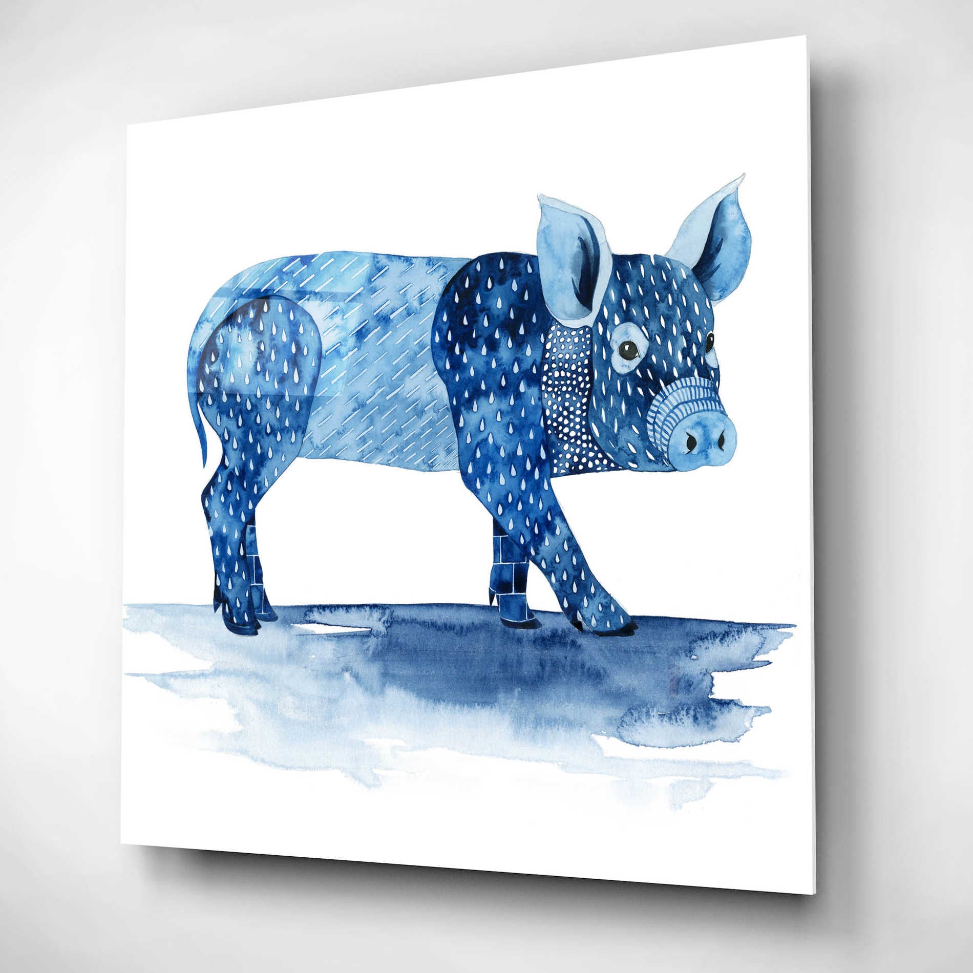 Epic Art 'Cobalt Farm Animals II' by Grace Popp, Acrylic Wall Glass,12x12