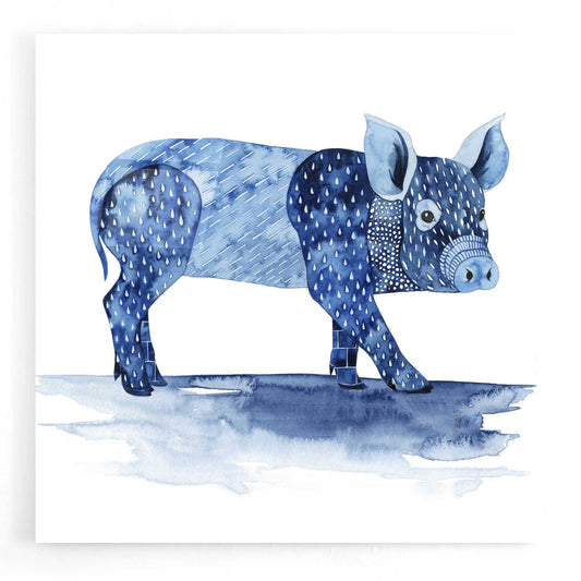 Epic Art 'Cobalt Farm Animals II' by Grace Popp, Acrylic Wall Glass