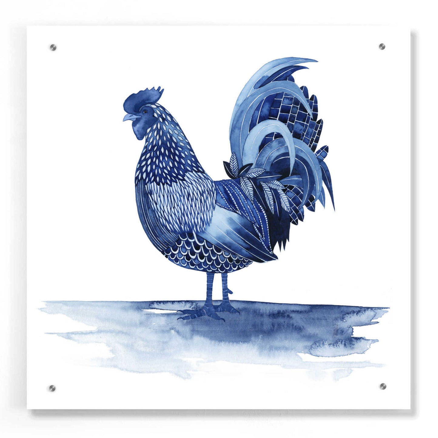 Epic Art 'Cobalt Farm Animals IV' by Grace Popp, Acrylic Wall Glass,24x24