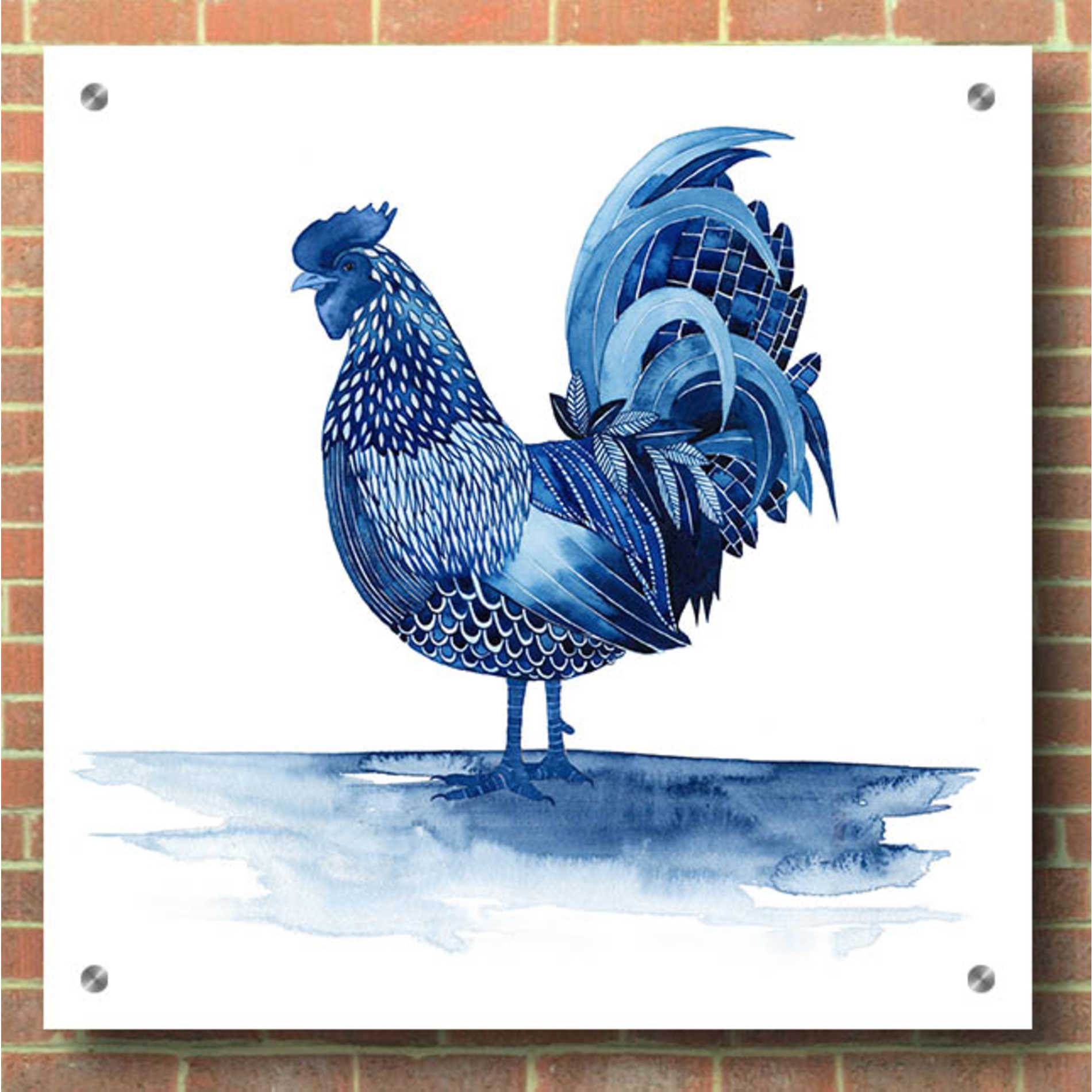 Epic Art 'Cobalt Farm Animals IV' by Grace Popp, Acrylic Wall Glass,36x36