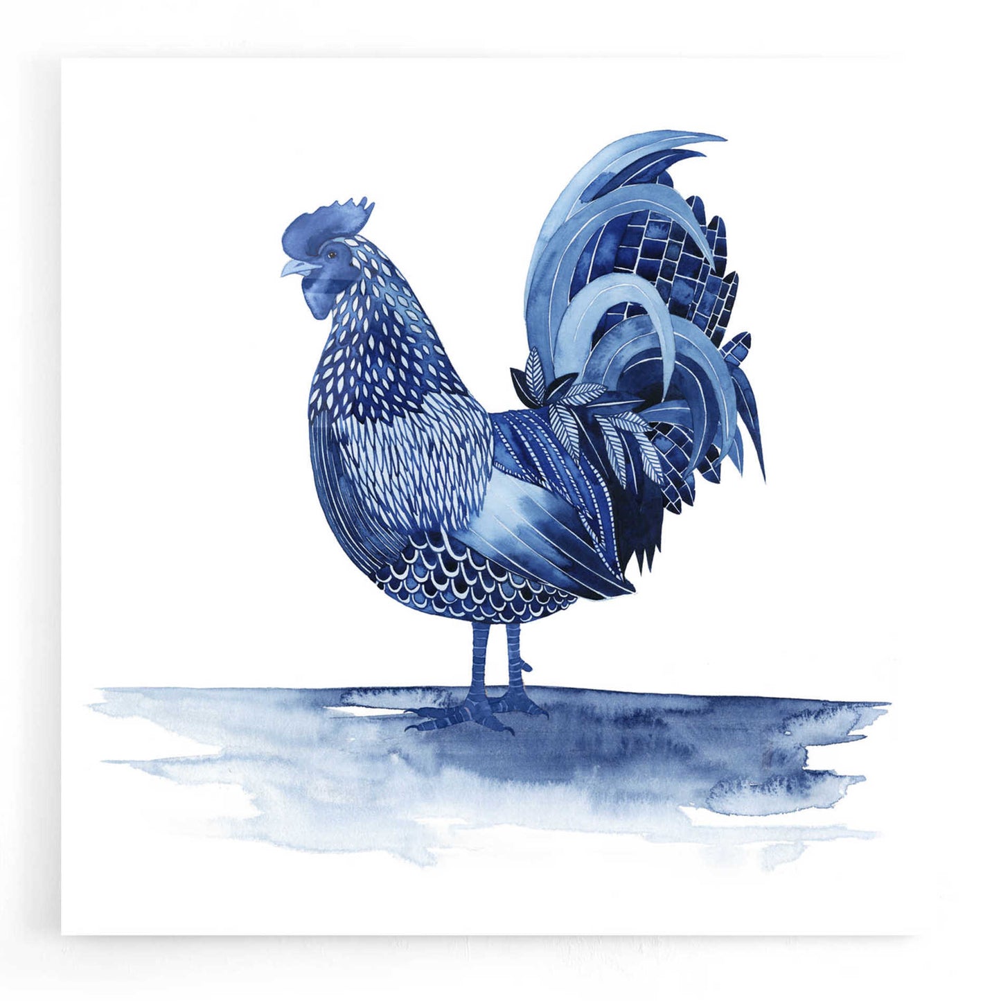Epic Art 'Cobalt Farm Animals IV' by Grace Popp, Acrylic Wall Glass