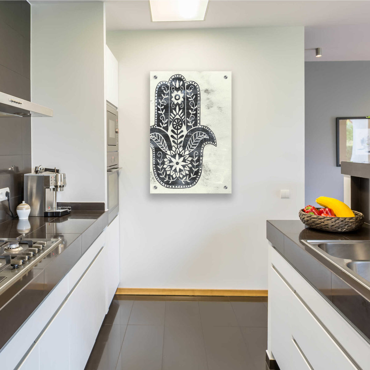 Epic Art 'Day Hamsa I' by Grace Popp, Acrylic Wall Glass,24x36