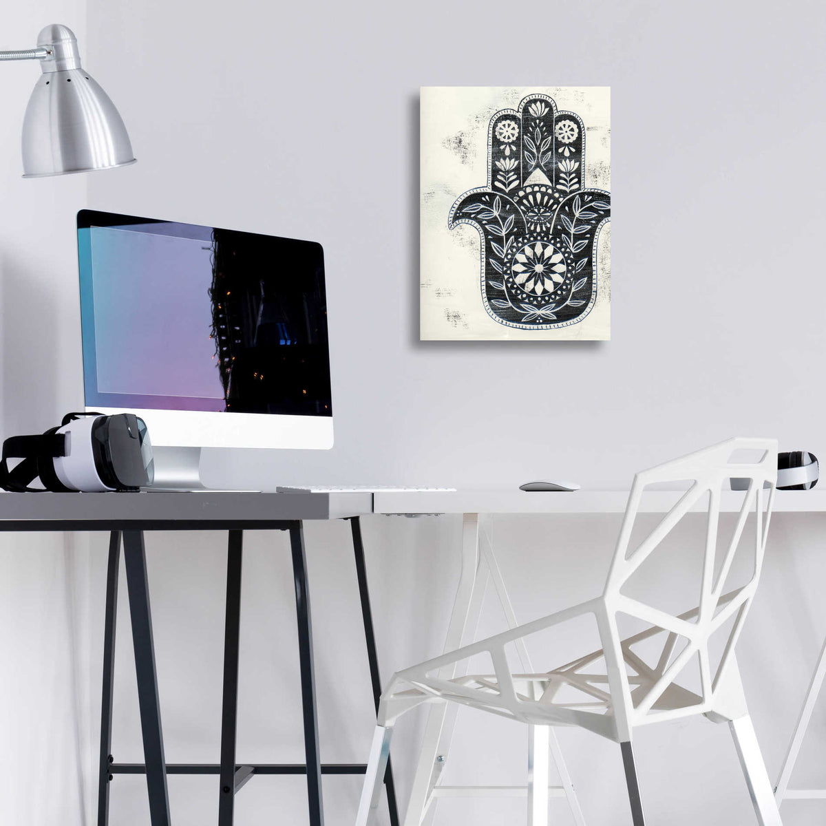 Epic Art 'Day Hamsa II' by Grace Popp, Acrylic Wall Glass,12x16