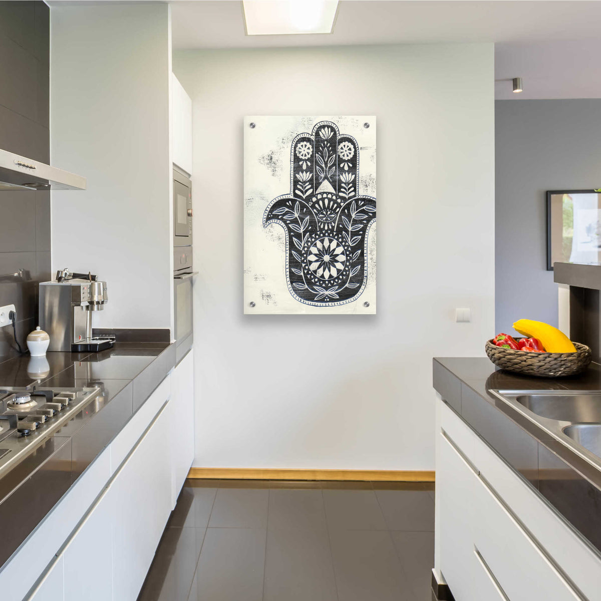 Epic Art 'Day Hamsa II' by Grace Popp, Acrylic Wall Glass,24x36