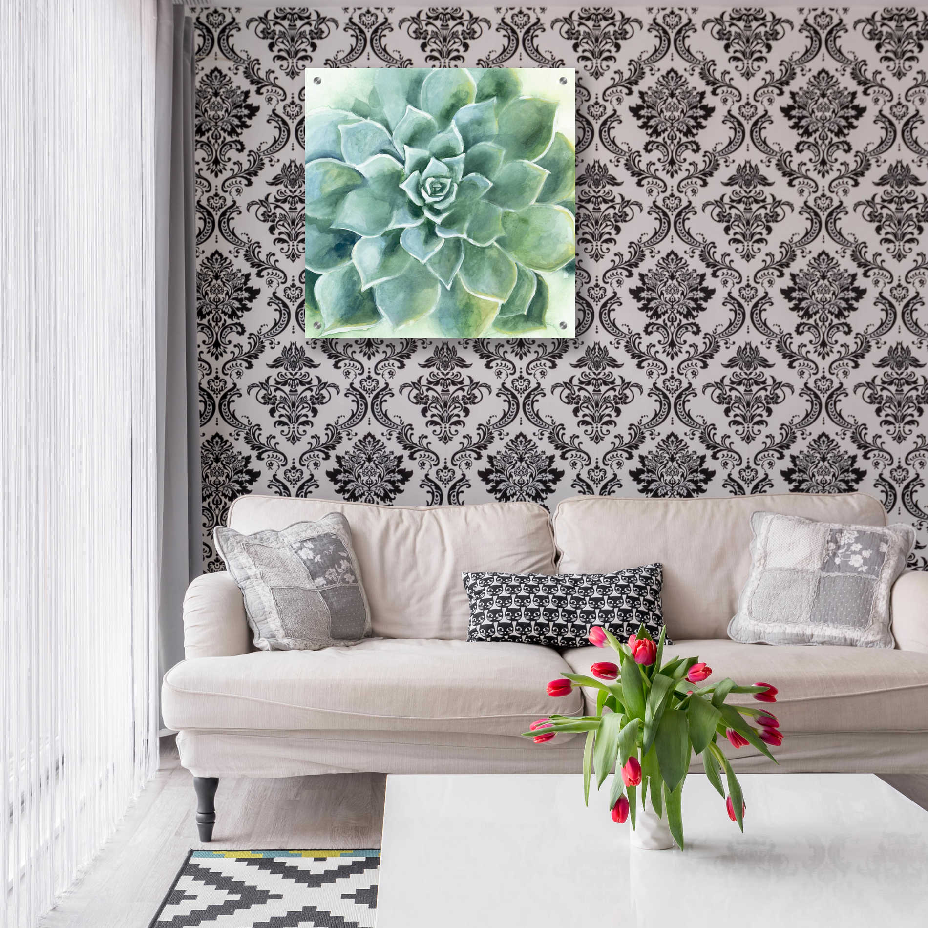 Epic Art 'Verdant Succulent II' by Grace Popp, Acrylic Wall Glass,24x24