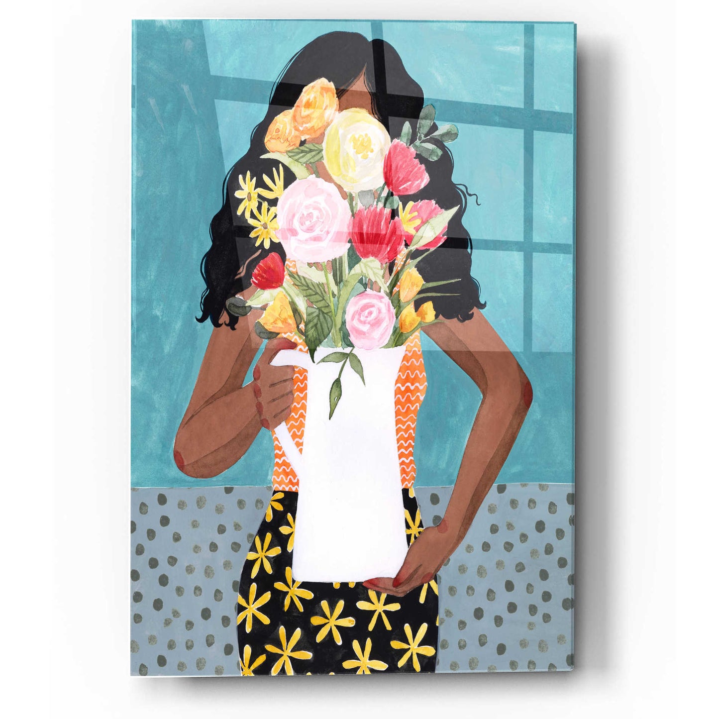 Epic Art 'Flower Vase Girl I' by Grace Popp, Acrylic Wall Glass