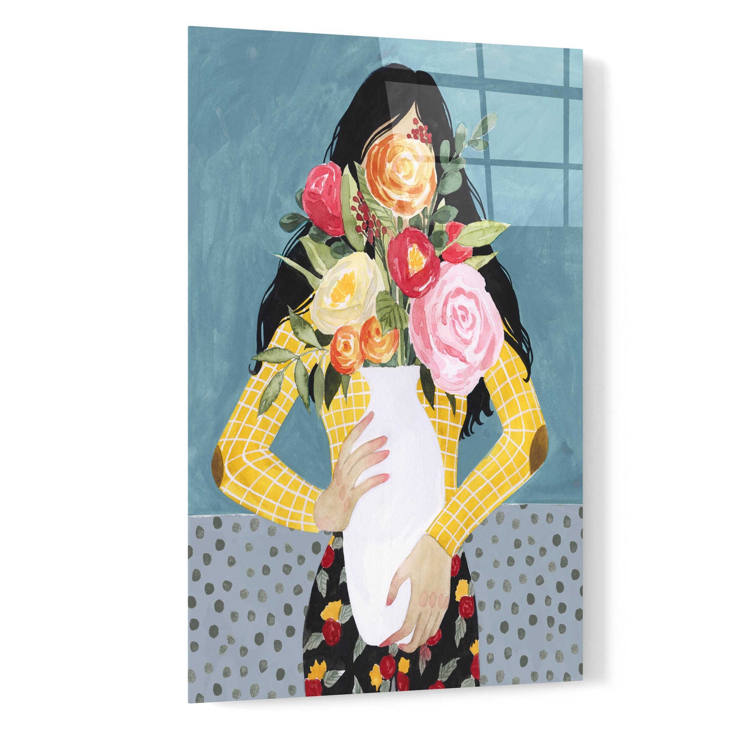 Epic Art 'Flower Vase Girl II' by Grace Popp, Acrylic Wall Glass,16x24
