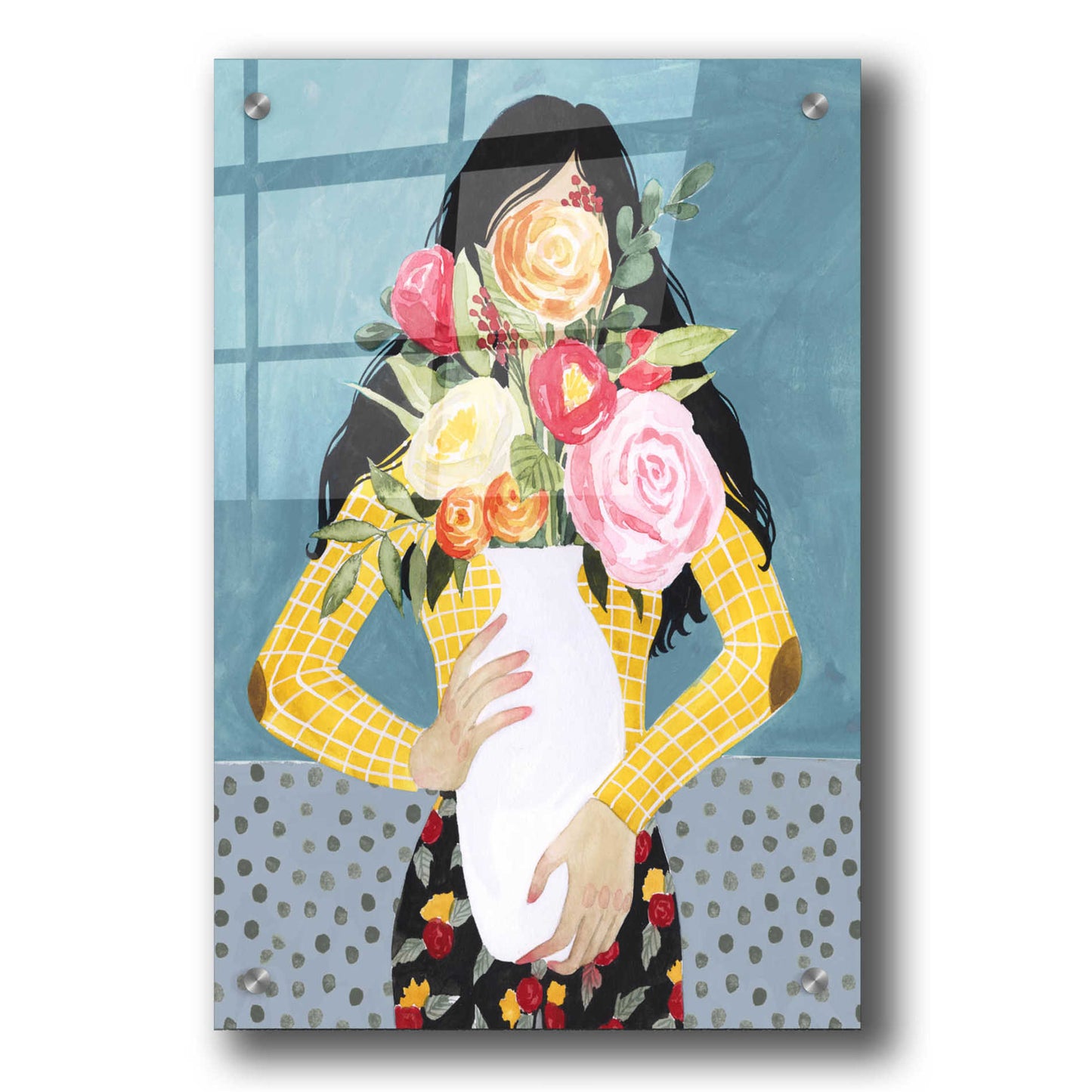 Epic Art 'Flower Vase Girl II' by Grace Popp, Acrylic Wall Glass,24x36