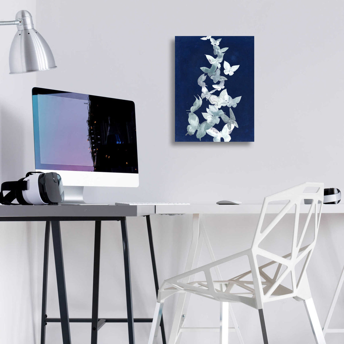 Epic Art 'Indigo Butterfly Falls II' by Grace Popp, Acrylic Wall Glass,12x16