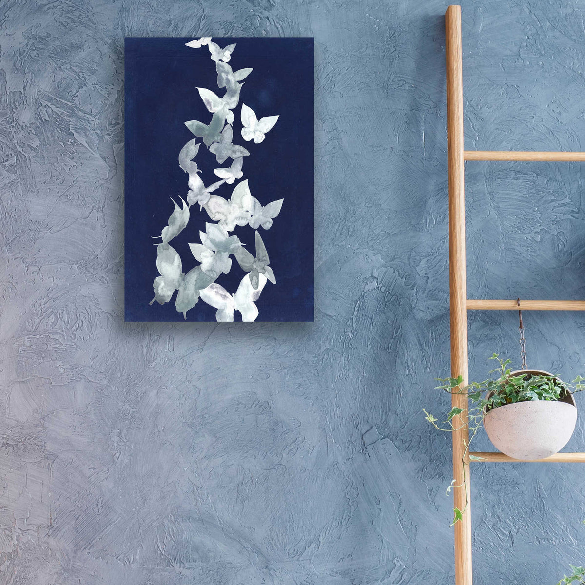 Epic Art 'Indigo Butterfly Falls II' by Grace Popp, Acrylic Wall Glass,16x24