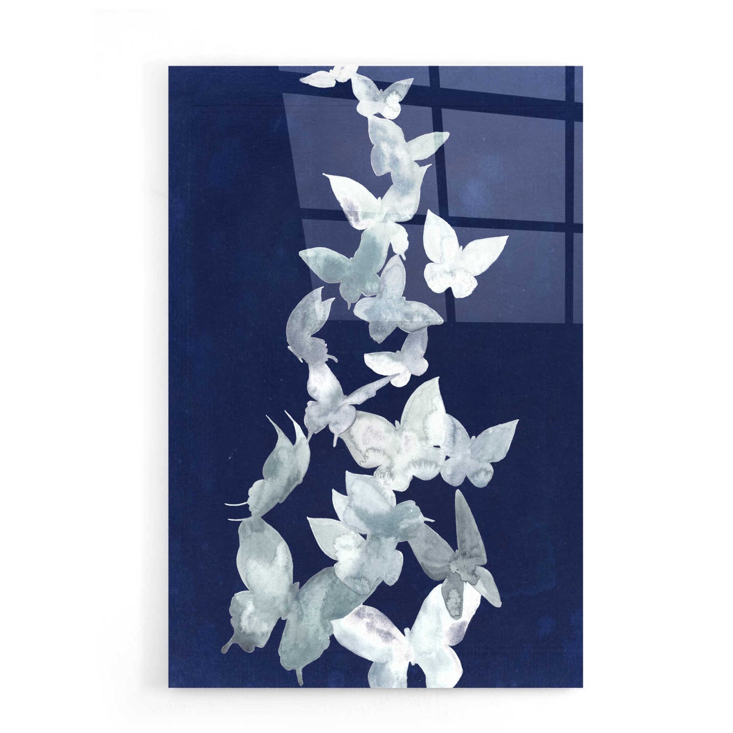 Epic Art 'Indigo Butterfly Falls II' by Grace Popp, Acrylic Wall Glass,16x24