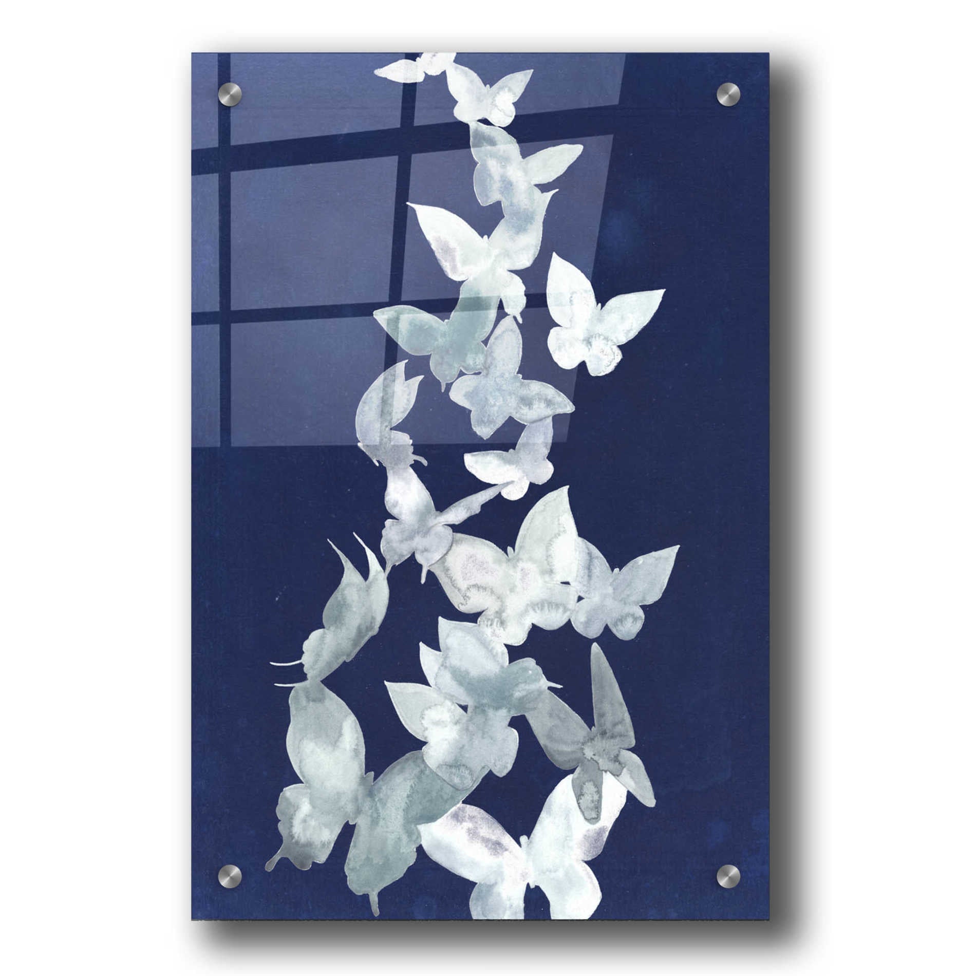 Epic Art 'Indigo Butterfly Falls II' by Grace Popp, Acrylic Wall Glass,24x36