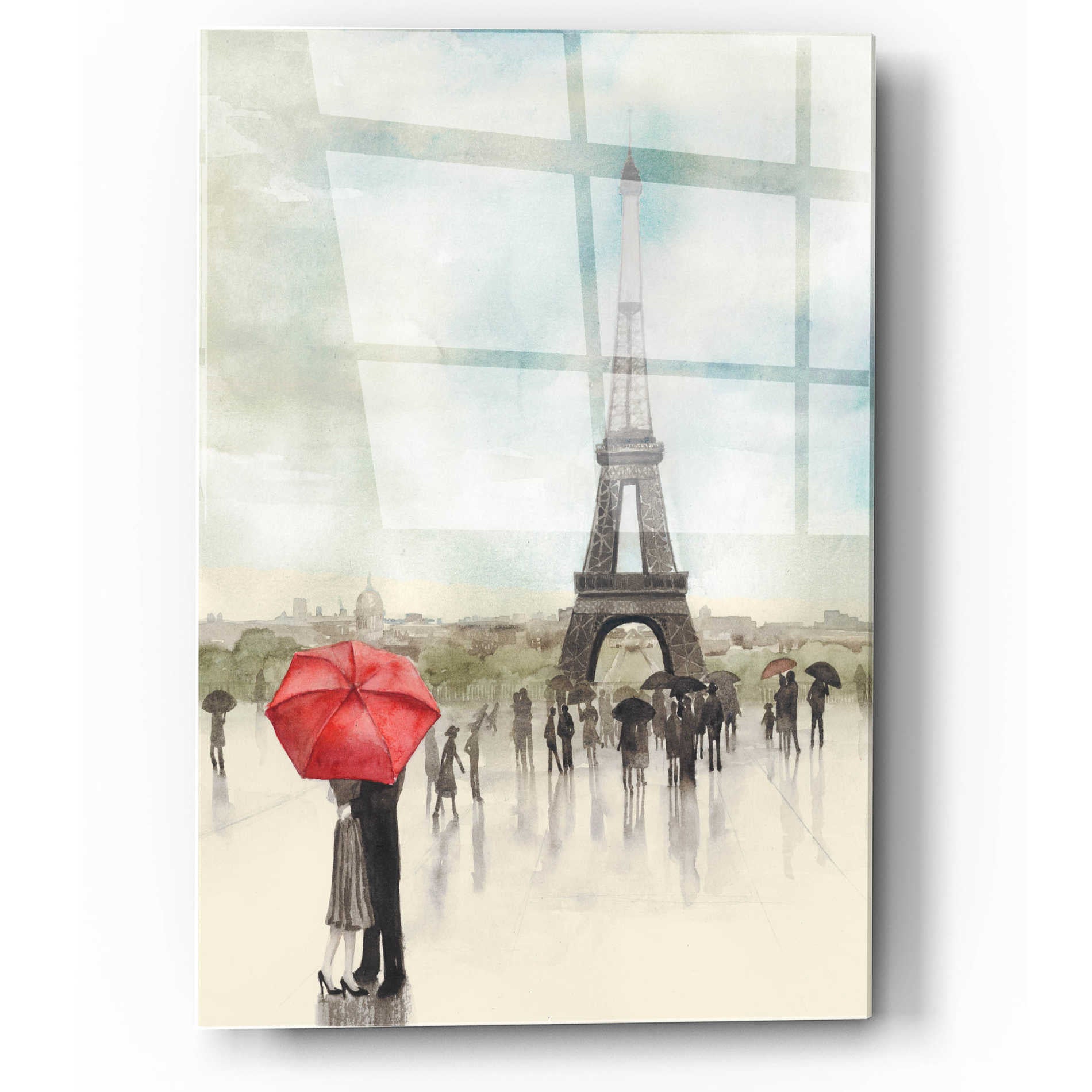 Epic Art 'Rainy Day Lovers I' by Grace Popp, Acrylic Wall Glass,12x16
