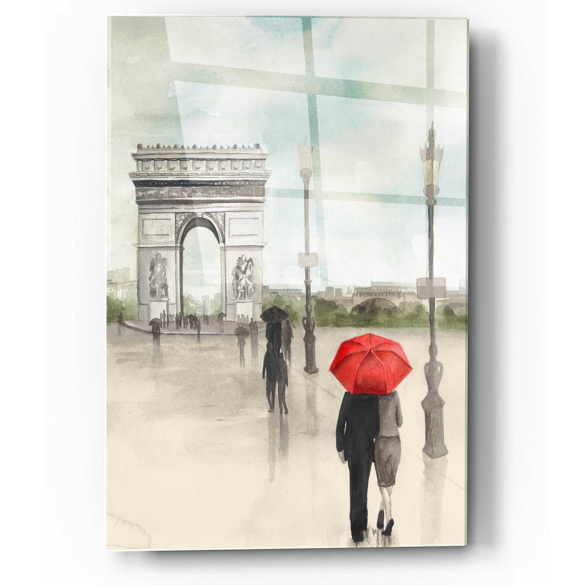 Epic Art 'Rainy Day Lovers II' by Grace Popp, Acrylic Wall Glass,12x16