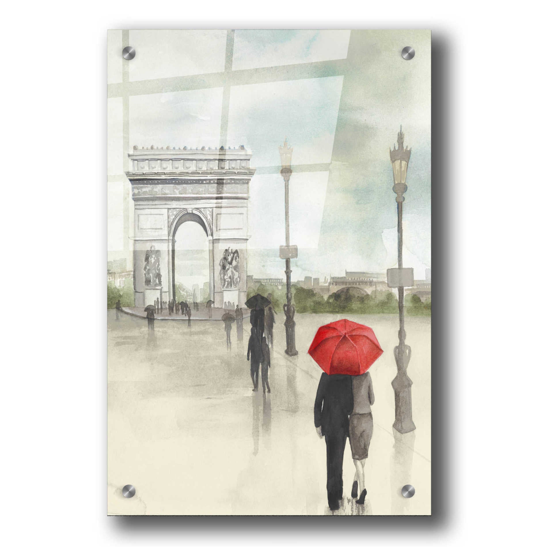 Epic Art 'Rainy Day Lovers II' by Grace Popp, Acrylic Wall Glass,24x36