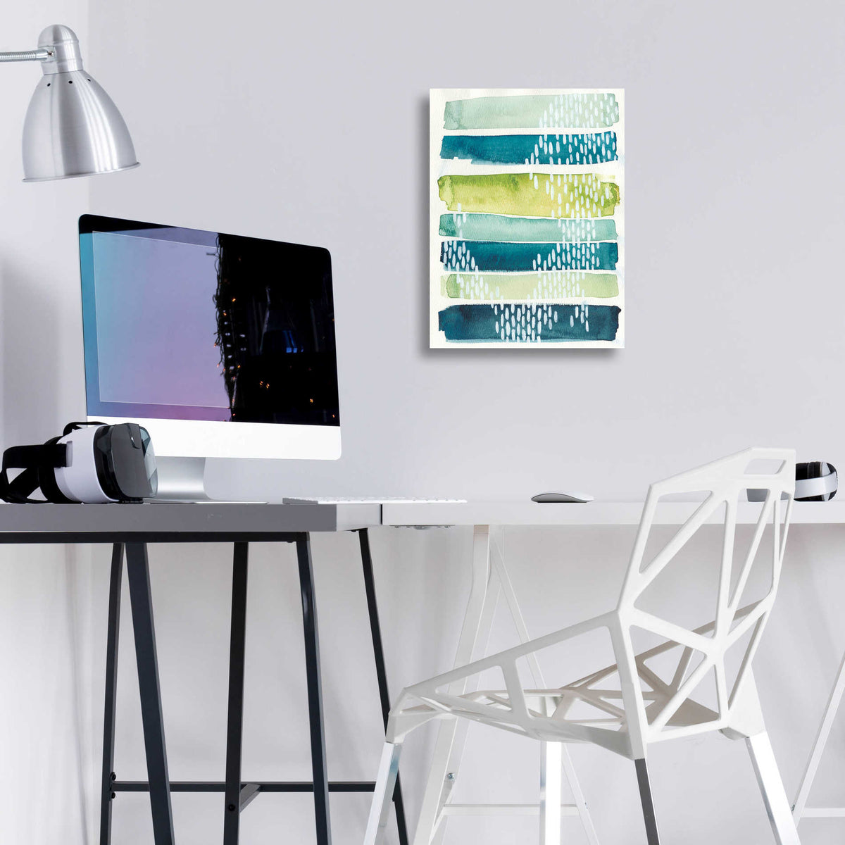 Epic Art 'Aqua Streak I' by Grace Popp, Acrylic Wall Glass,12x16