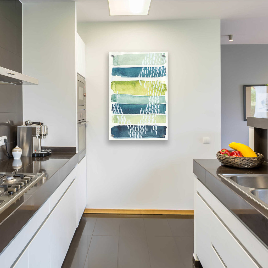 Epic Art 'Aqua Streak I' by Grace Popp, Acrylic Wall Glass,24x36