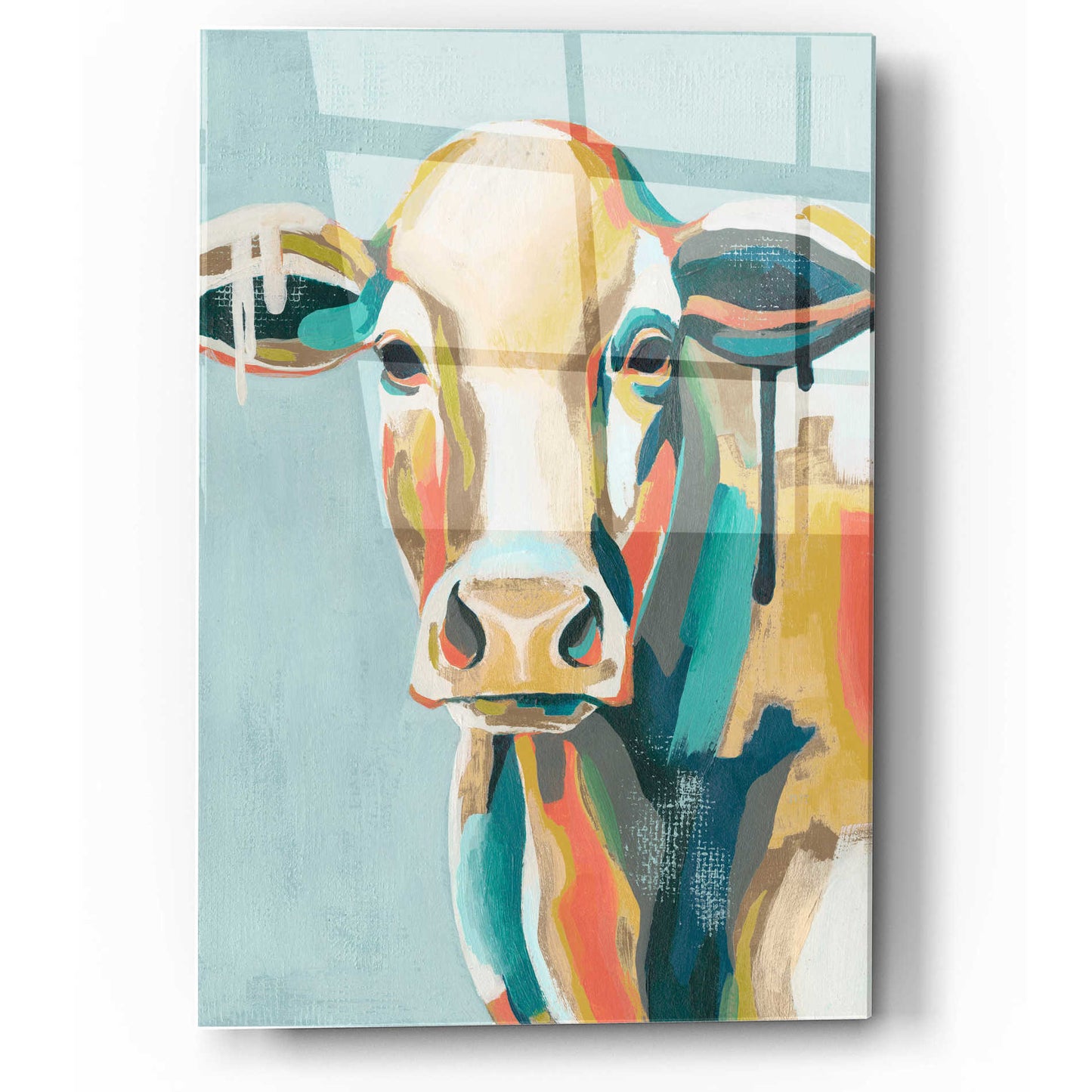 Epic Art 'Colorful Cows I' by Grace Popp, Acrylic Wall Glass,12x16
