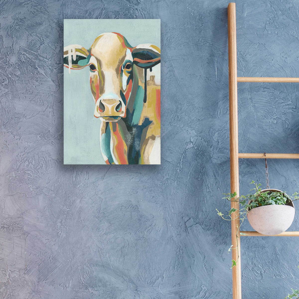 Epic Art 'Colorful Cows I' by Grace Popp, Acrylic Wall Glass,16x24