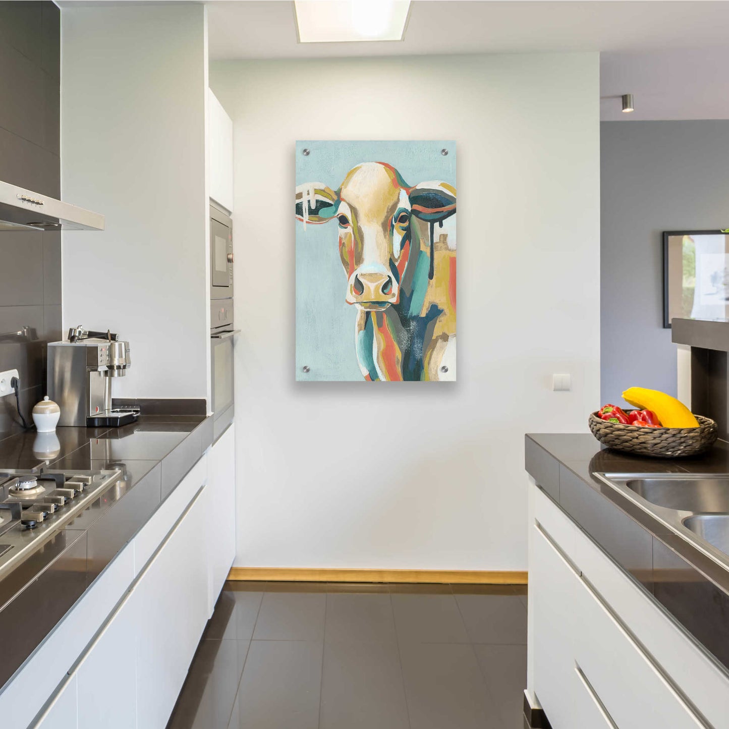 Epic Art 'Colorful Cows I' by Grace Popp, Acrylic Wall Glass,24x36
