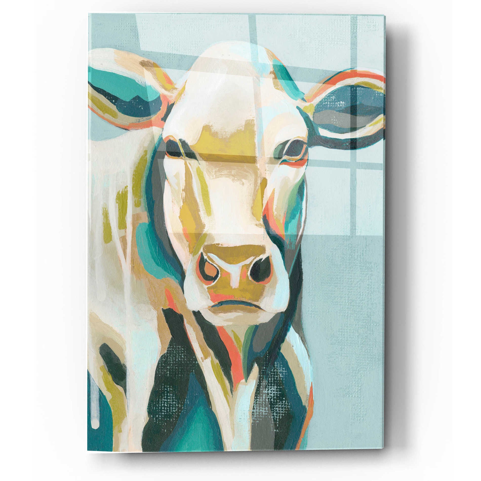 Epic Art 'Colorful Cows III' by Grace Popp, Acrylic Wall Glass,12x16