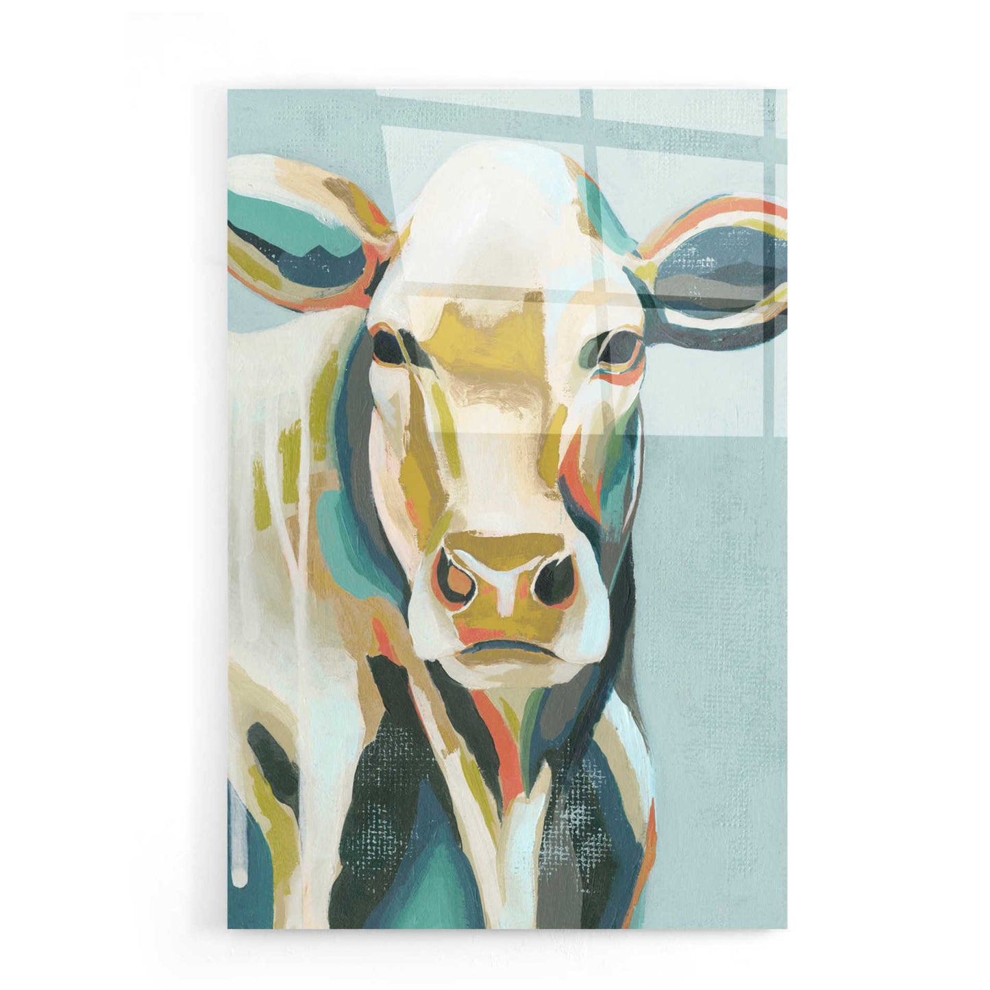 Epic Art 'Colorful Cows III' by Grace Popp, Acrylic Wall Glass,16x24