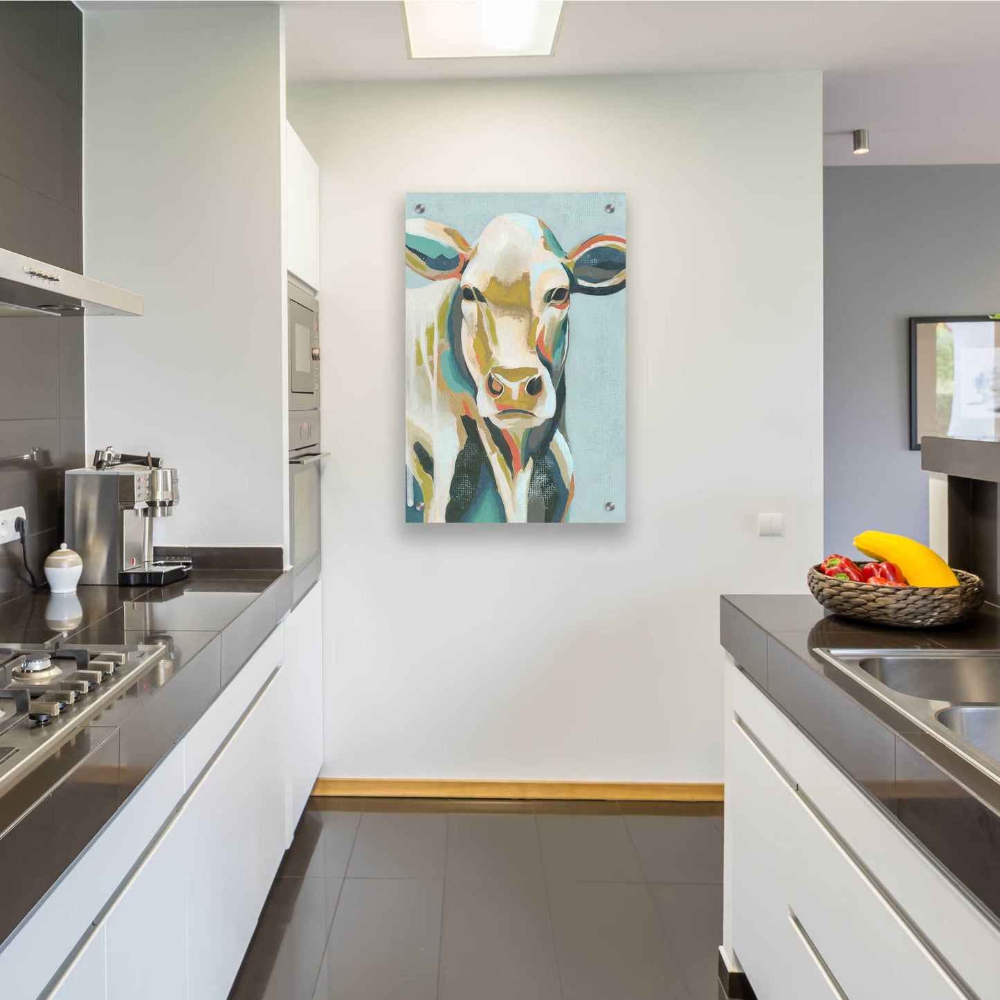 Epic Art 'Colorful Cows III' by Grace Popp, Acrylic Wall Glass,24x36