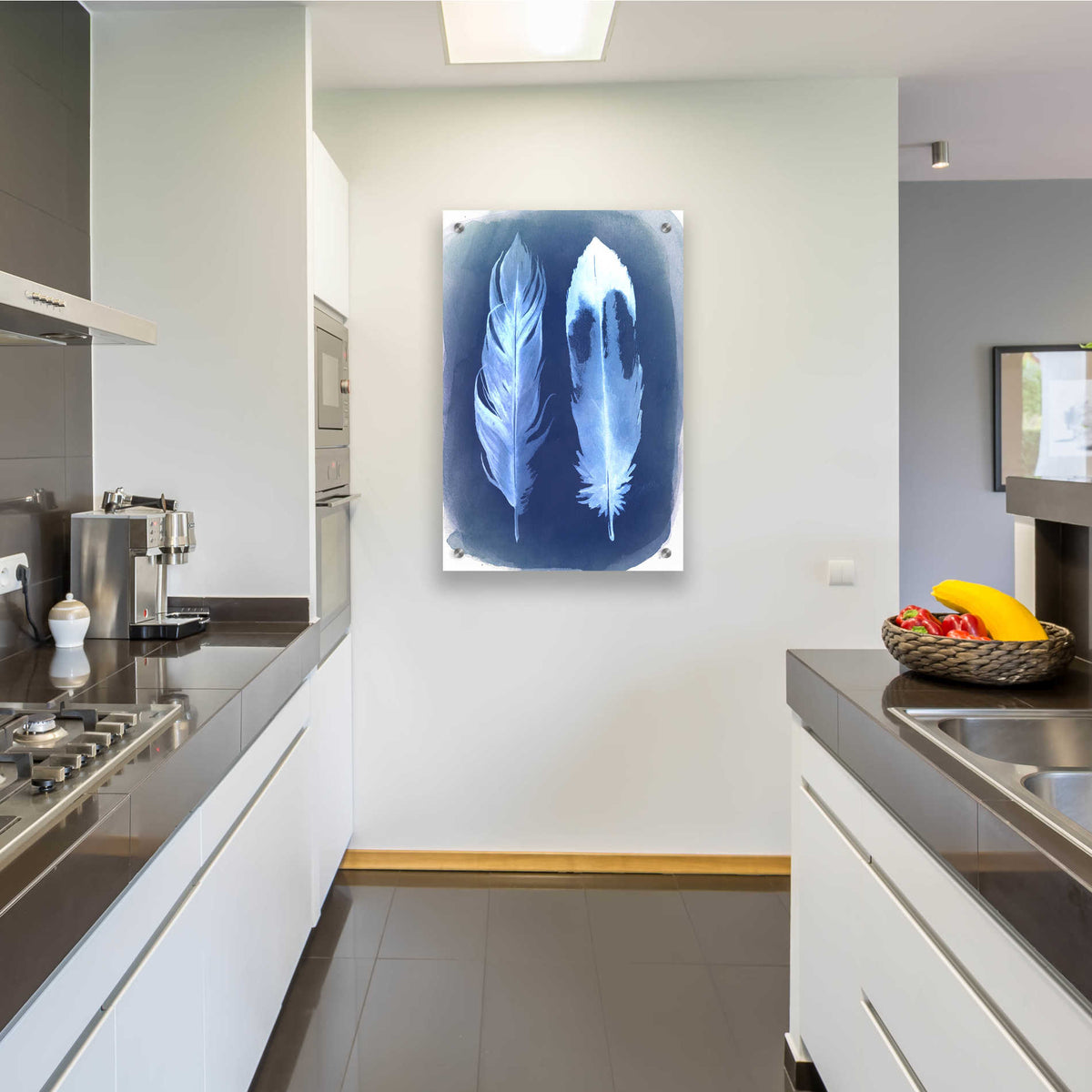 Epic Art 'Feather Negatives II' by Grace Popp, Acrylic Wall Glass,24x36