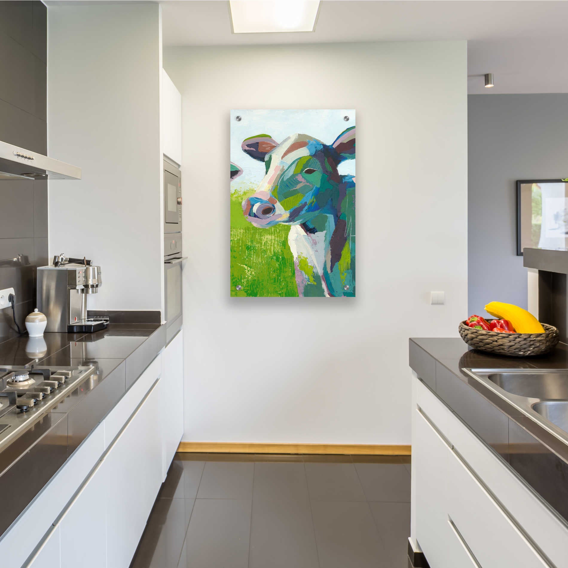 Epic Art 'Painterly Cow III' by Grace Popp, Acrylic Wall Glass,24x36