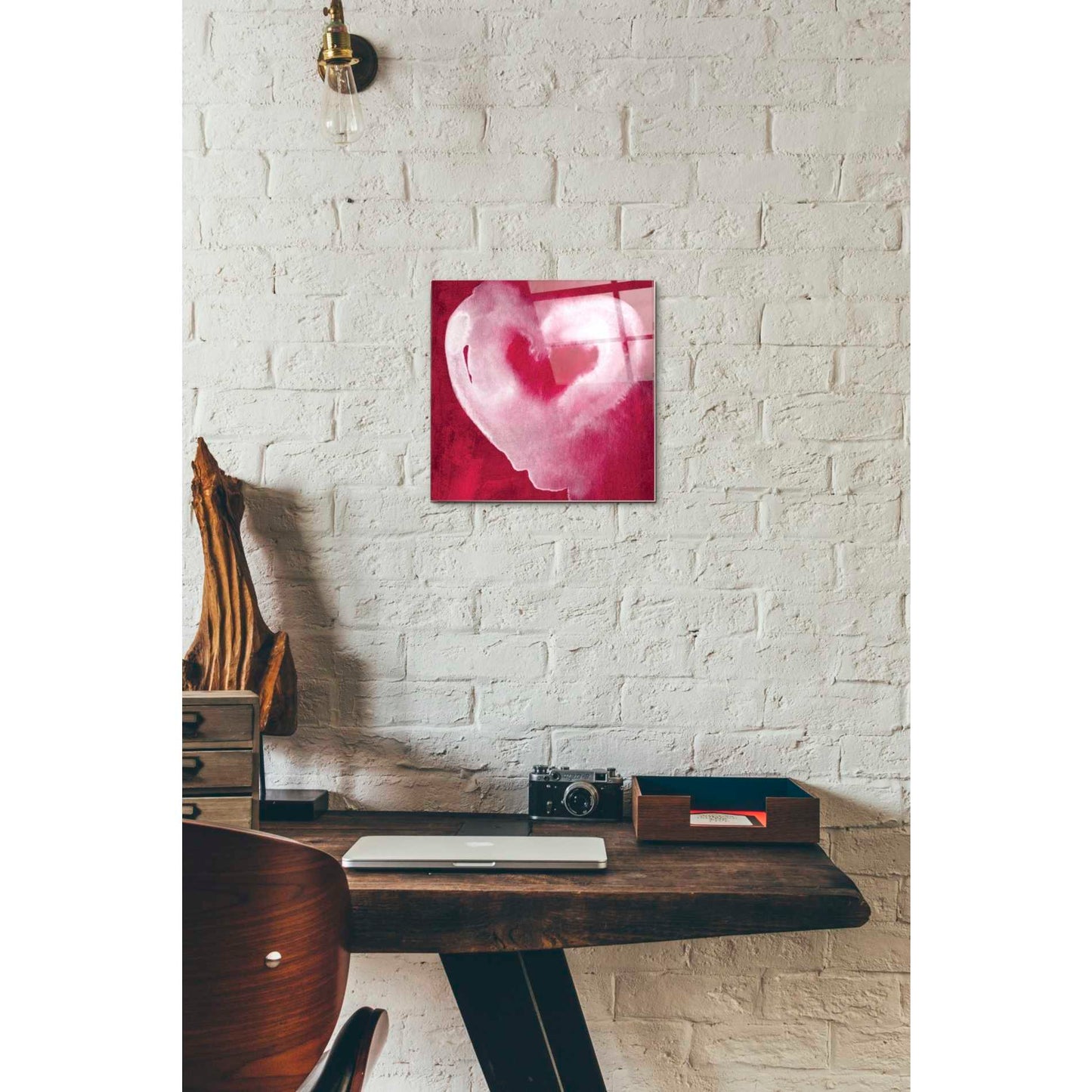 Epic Art 'Hot Pink Heart' by Linda Woods, Acrylic Glass Wall Art,12 x 12