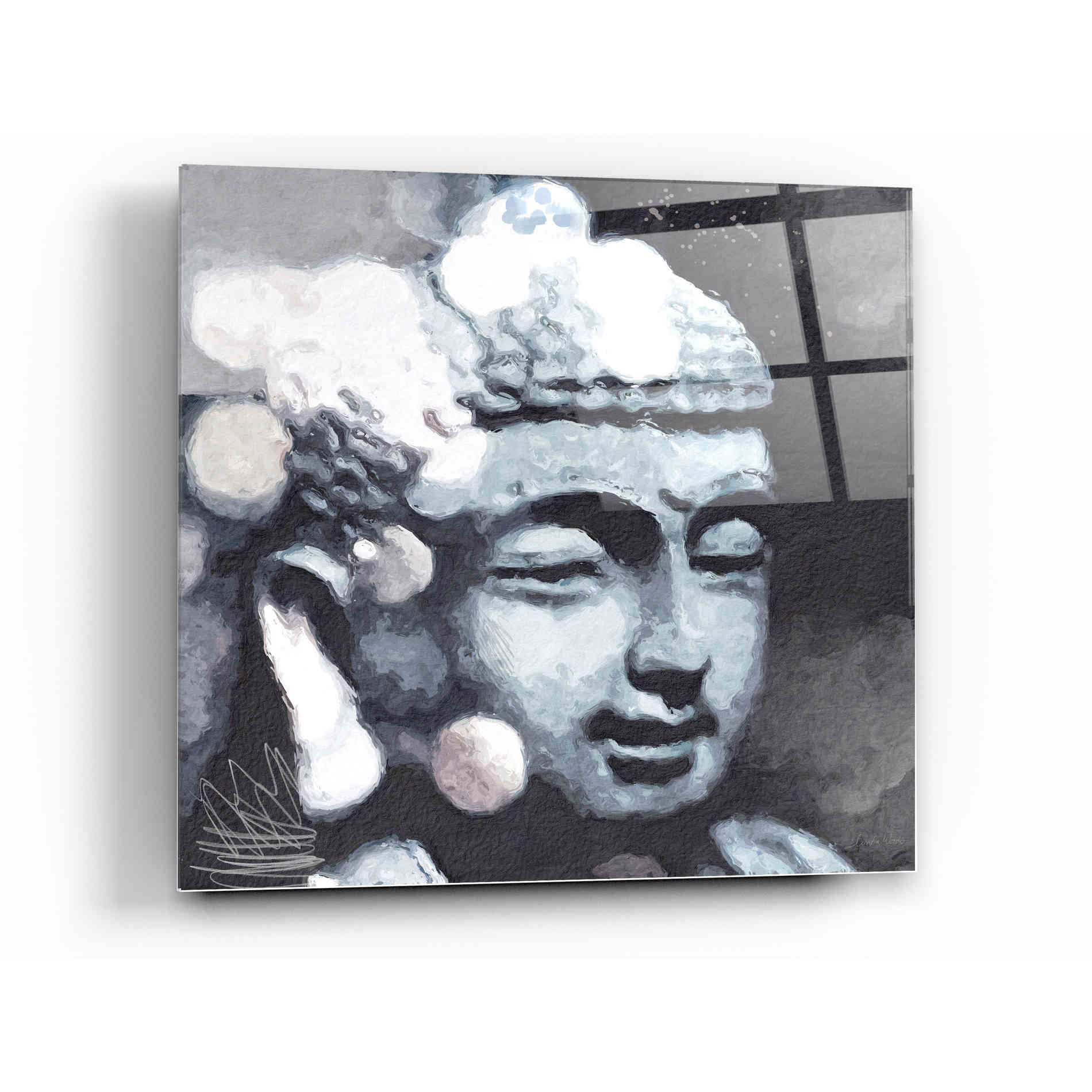 Epic Art 'Peaceful Buddha III' by Linda Woods, Acrylic Glass Wall Art,12 x 12