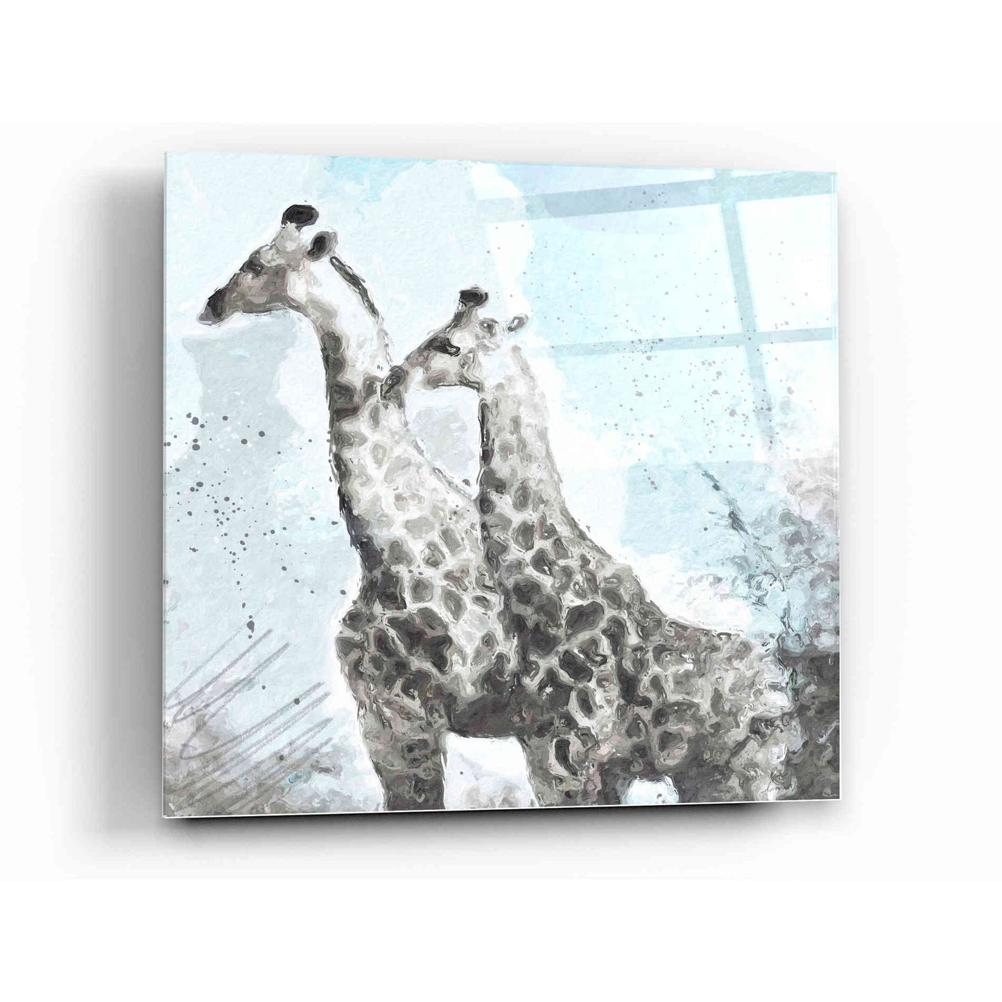 Epic Art 'Two Giraffes' by Linda Woods, Acrylic Glass Wall Art,12 x 12