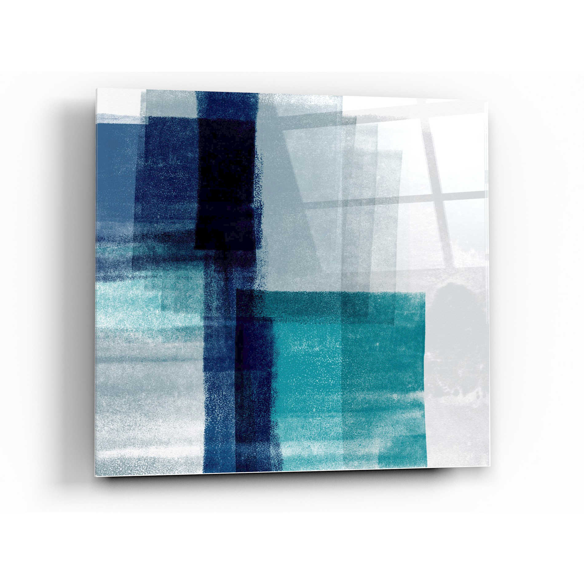 Epic Art 'Blue Abstract V' by Linda Woods, Acrylic Glass Wall Art,12 x 12