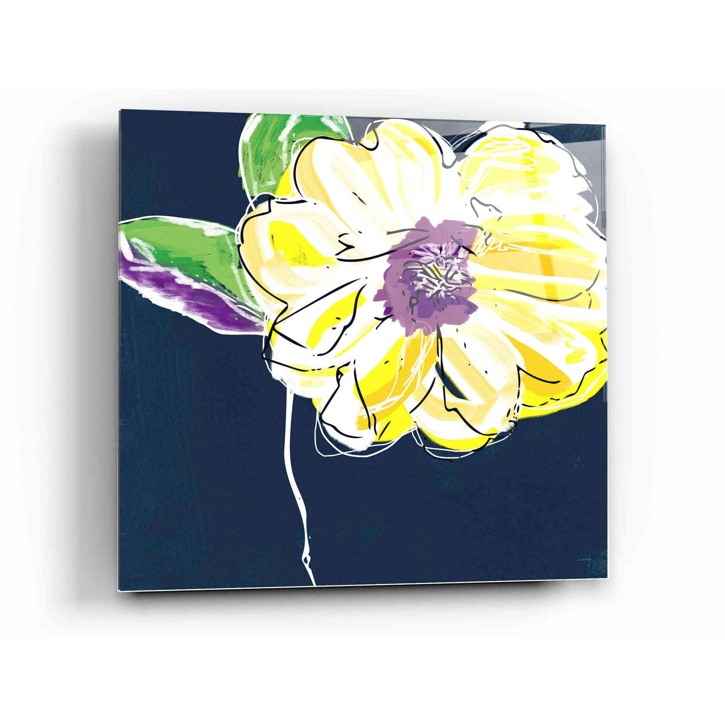 Epic Art 'Yellow Rose' by Linda Woods, Acrylic Glass Wall Art,12 x 12