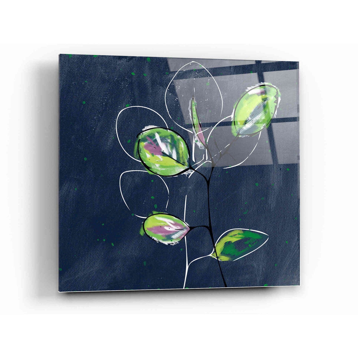Epic Art 'Eucalyptus on Blue' by Linda Woods, Acrylic Glass Wall Art,12 x 12