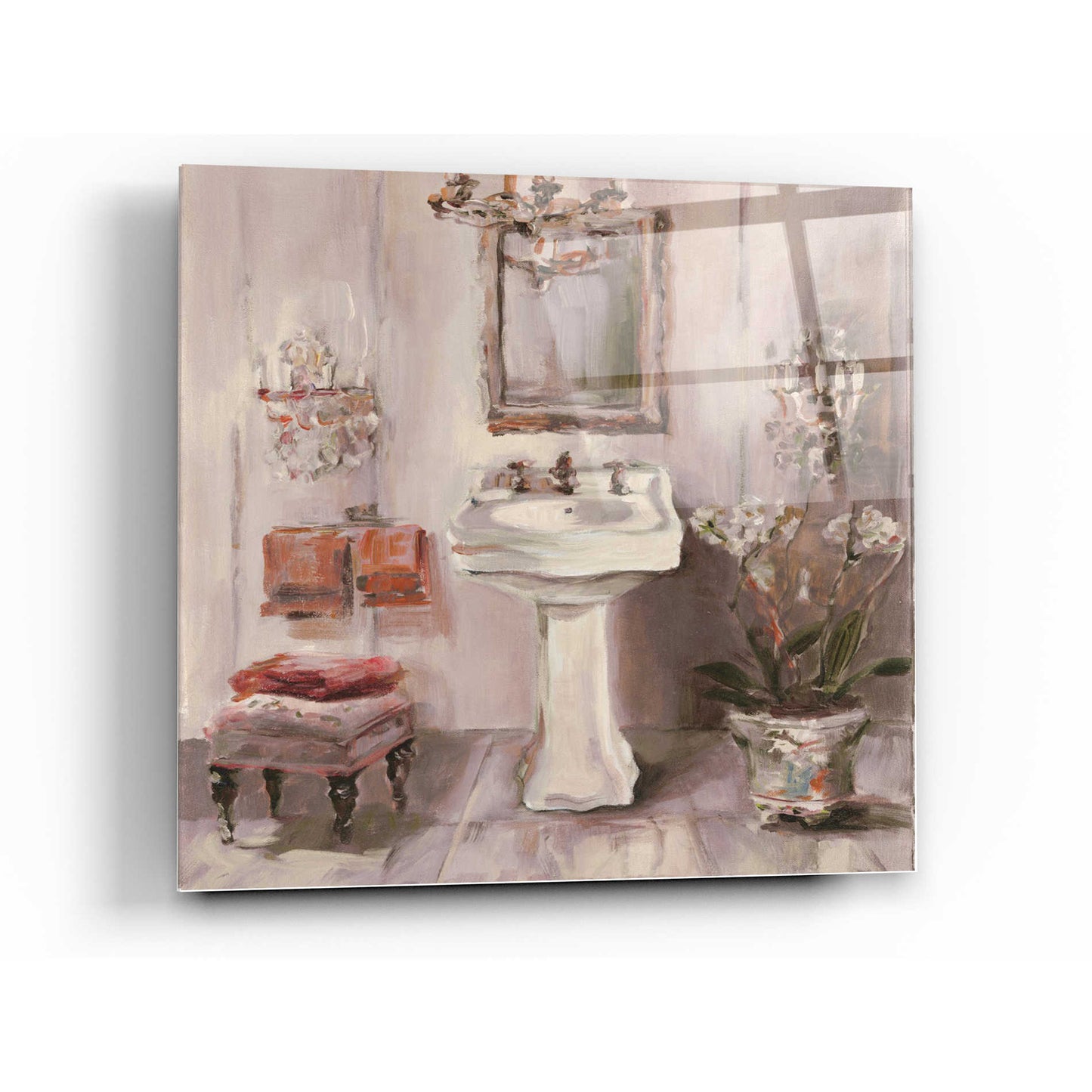 Epic Art 'French Bath III Gray and Blush' by Marilyn Hageman, Acrylic Glass Wall Art,12x12