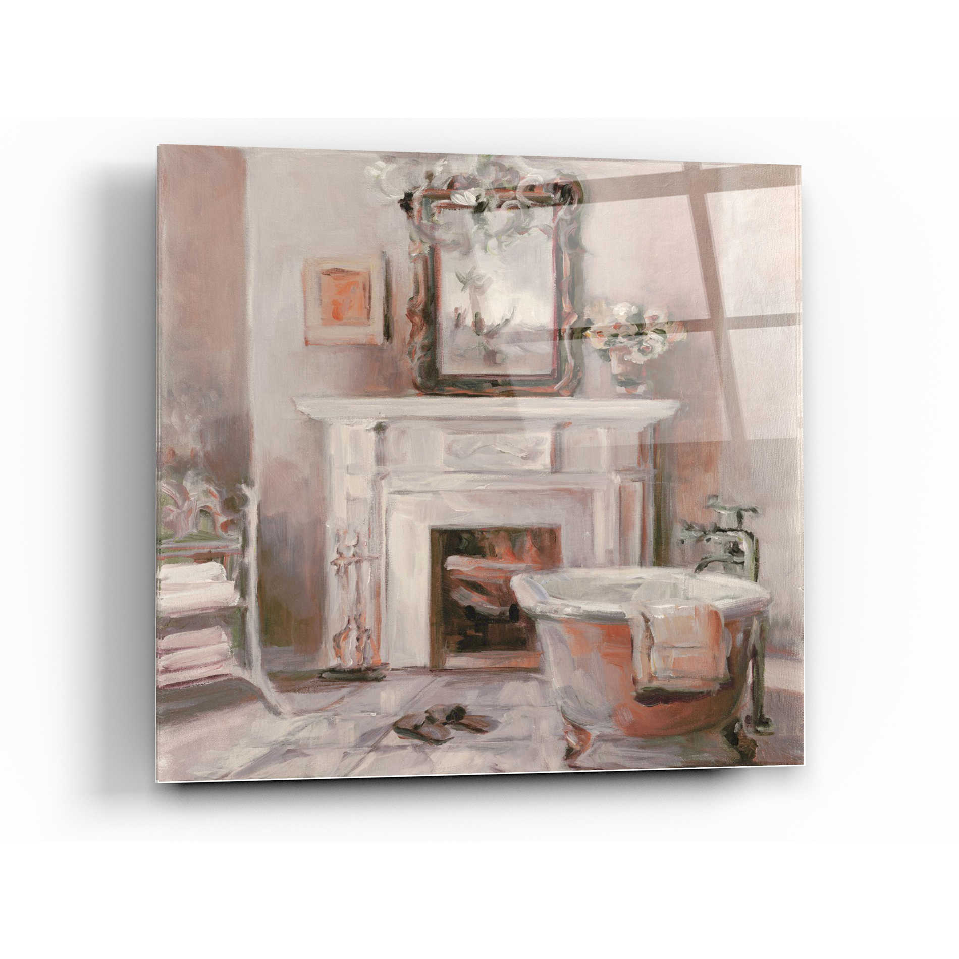 Epic Art 'French Bath IV Gray and Blush' by Marilyn Hageman, Acrylic Glass Wall Art,12x12