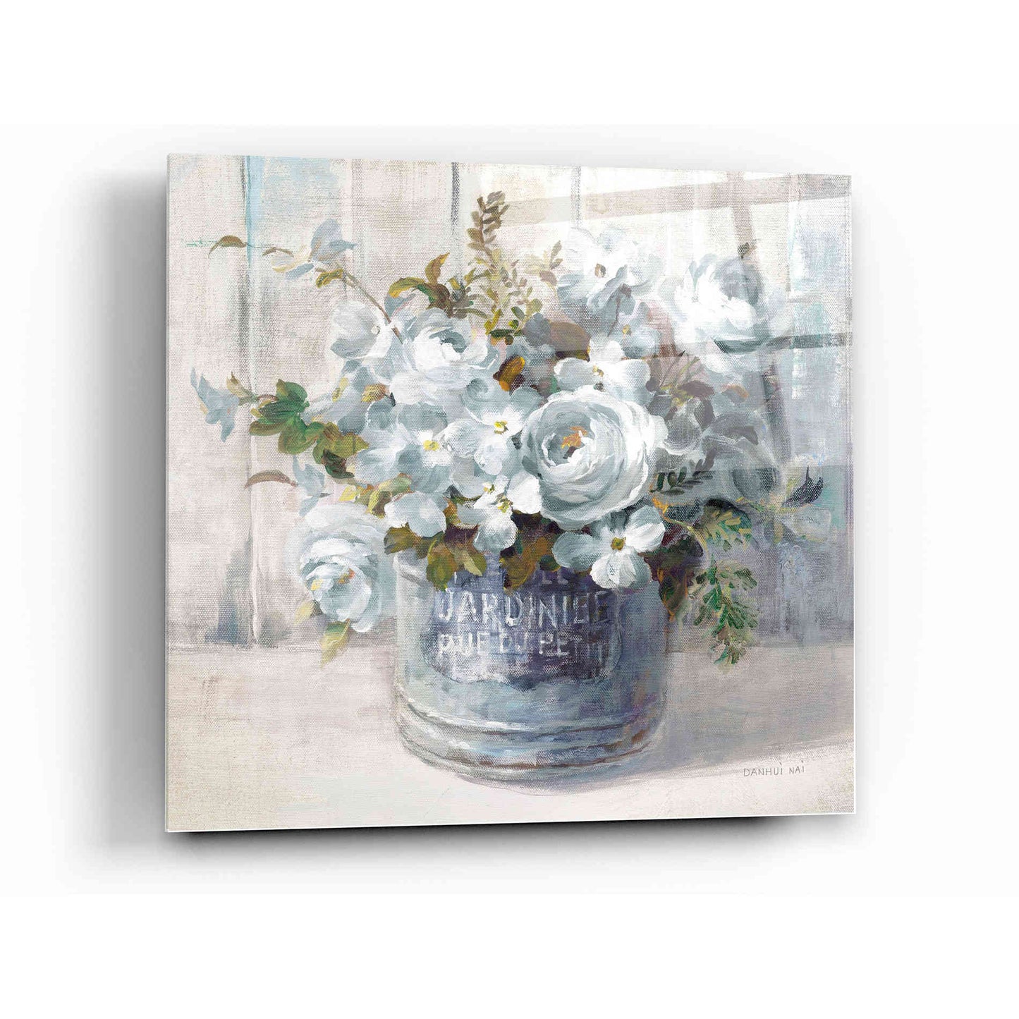 Epic Art 'Garden Blooms I Blue Crop' by Danhui Nai, Acrylic Glass Wall Art,12 x 12