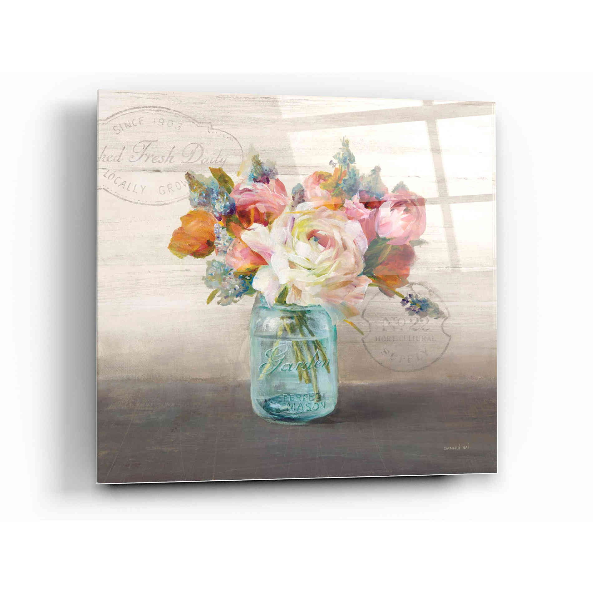 Epic Art 'French Cottage Bouquet II Mothers' by Danhui Nai, Acrylic Glass Wall Art,12 x 12