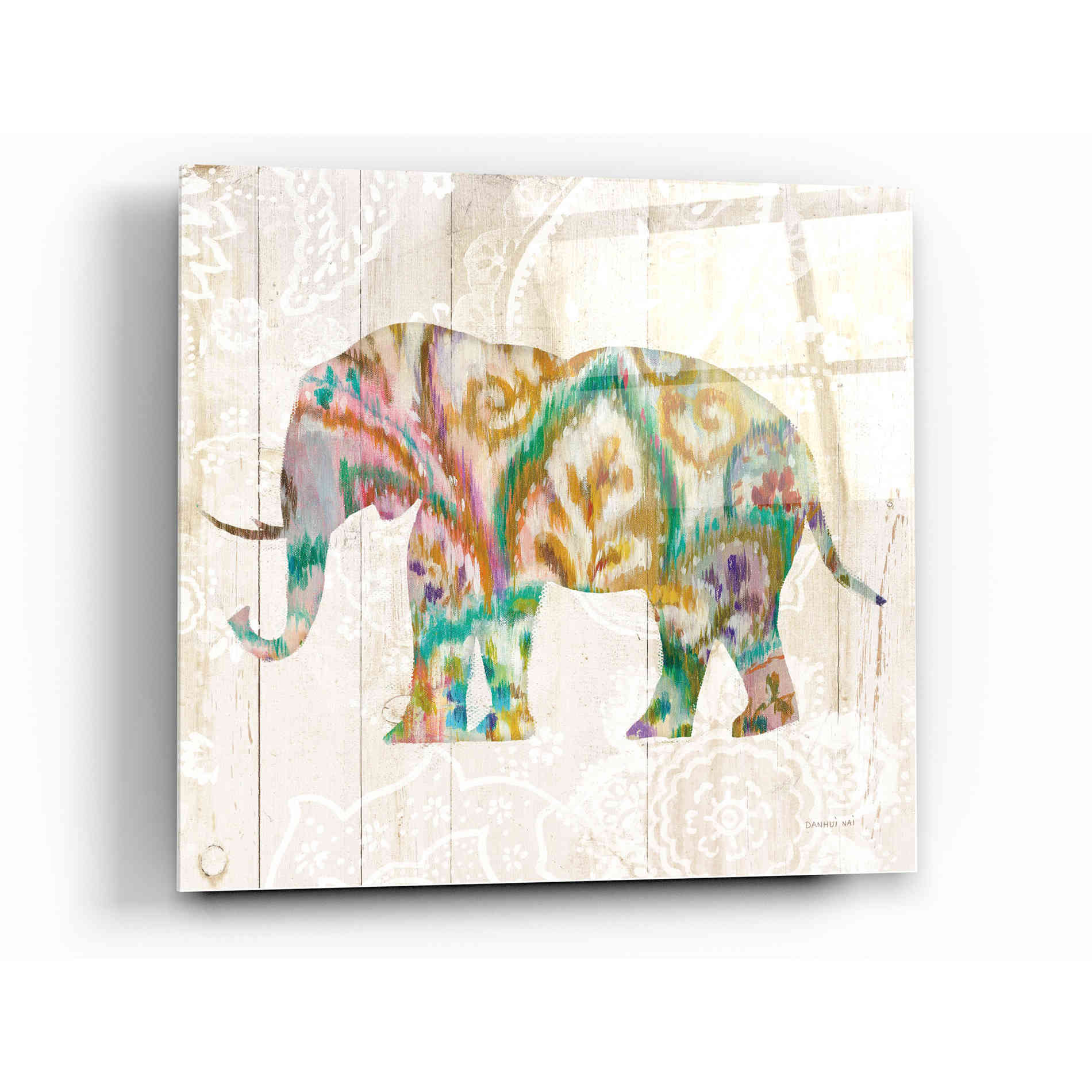 Epic Art 'Boho Paisley Elephant II v2' by Danhui Nai, Acrylic Glass Wall Art,12 x 12