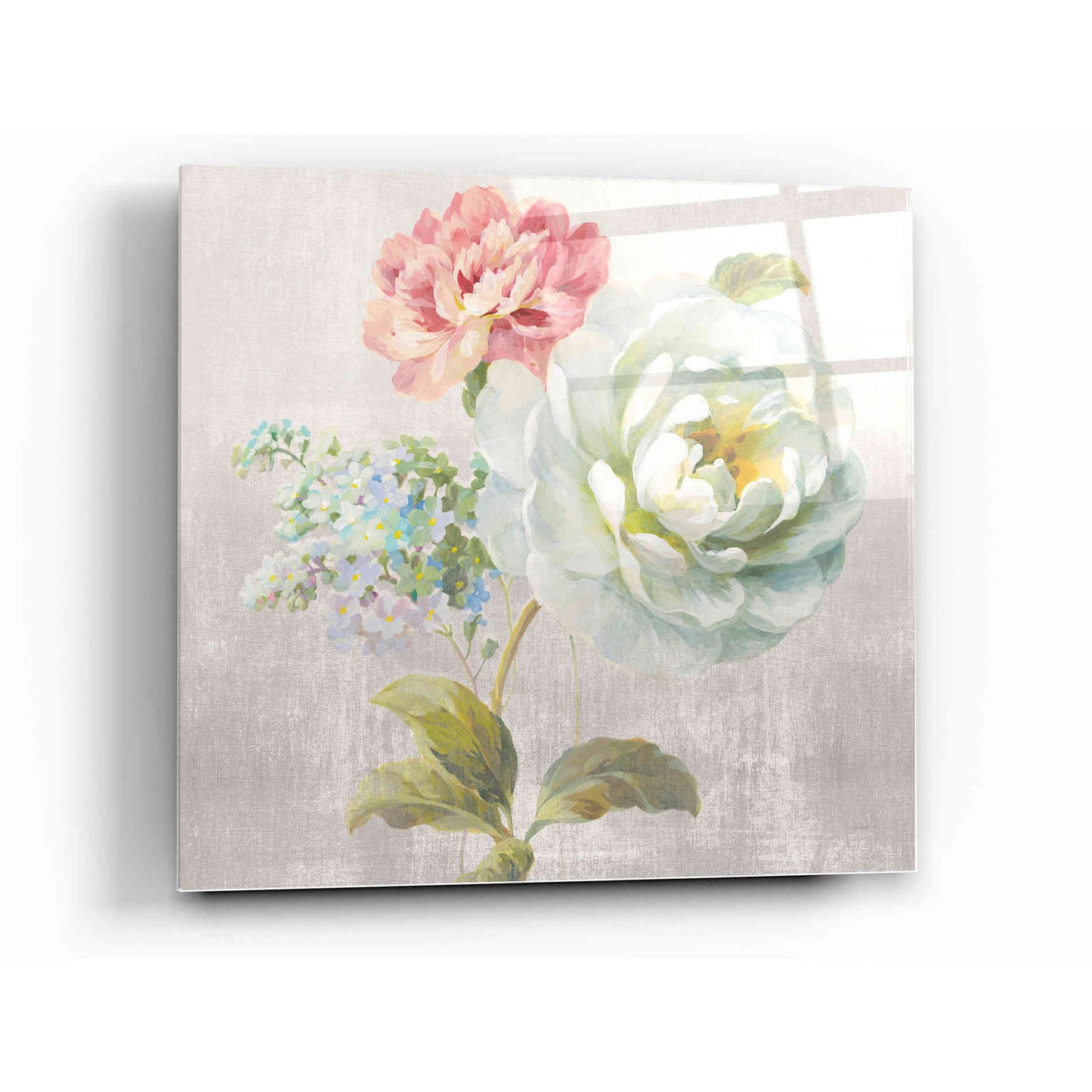 Epic Art 'Textile Floral Square I No Lace' by Danhui Nai, Acrylic Glass Wall Art,12x12