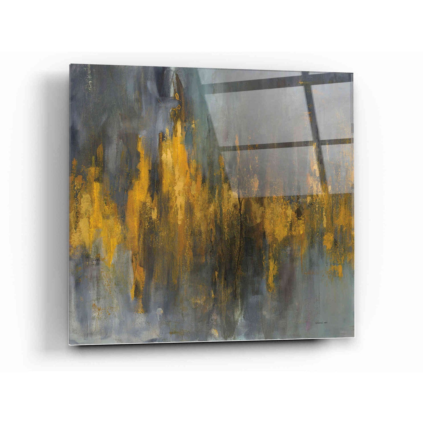 Epic Art 'Black and Gold Abstract' by Danhui Nai, Acrylic Glass Wall Art,12x12