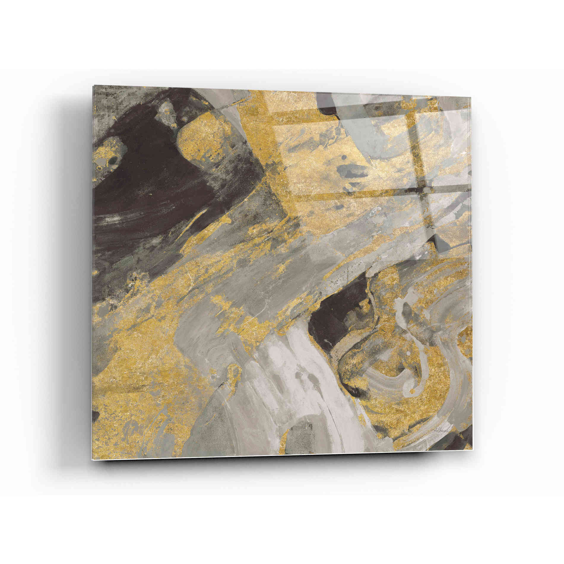 Epic Art 'Moab Gold and Black' by Albena Hristova, Acrylic Glass Wall Art,12x12