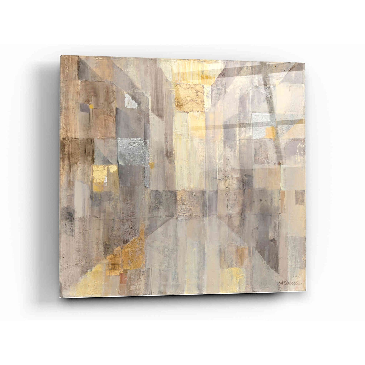 Epic Art 'The Gold Square' by Albena Hristova, Acrylic Glass Wall Art,12x12