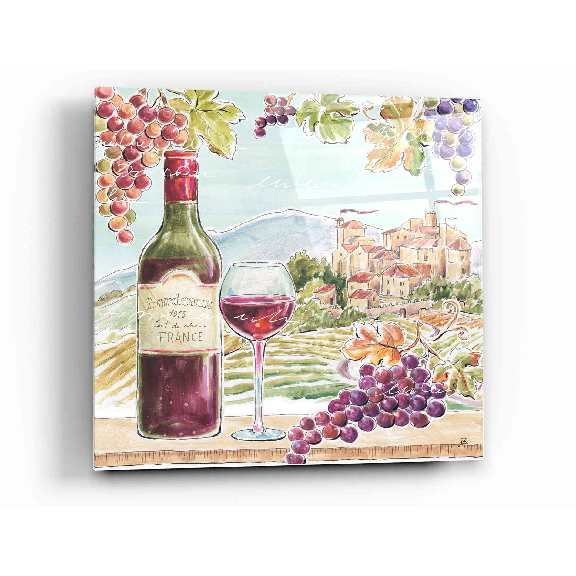 Epic Art 'Wine Country III' by Daphne Brissonet, Acrylic Glass Wall Art,12x12
