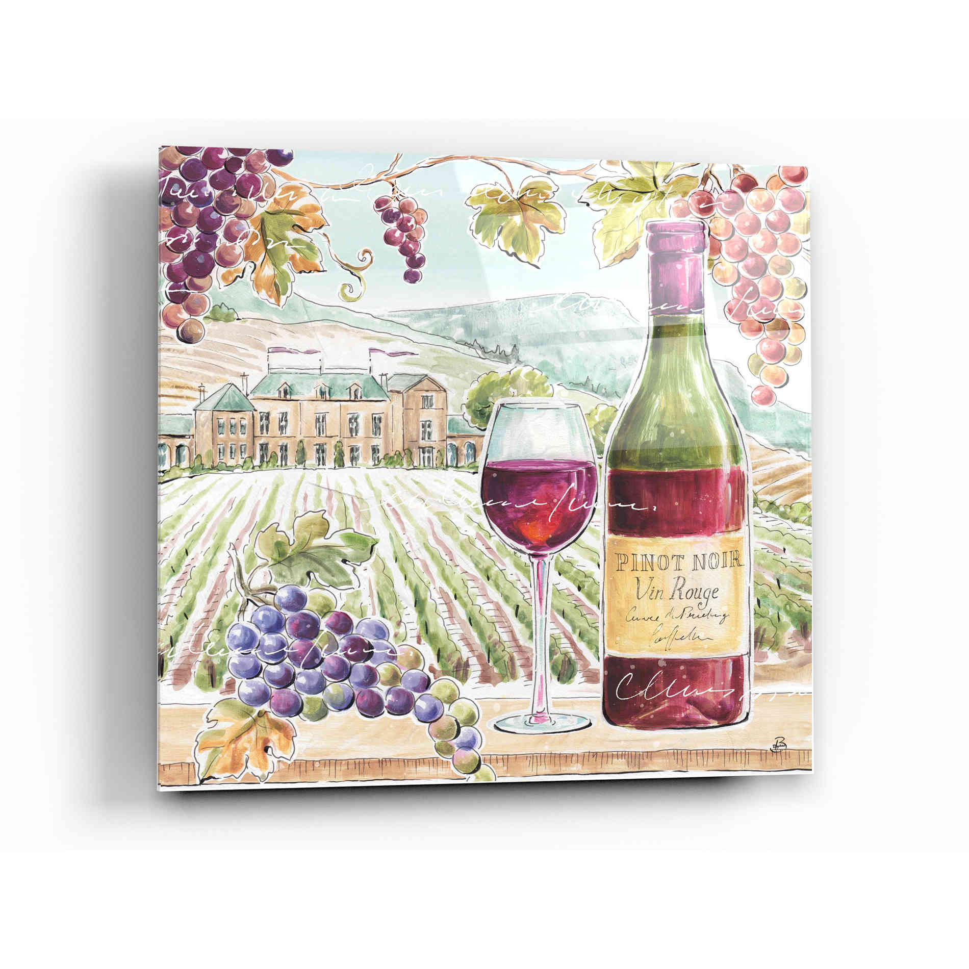 Epic Art 'Wine Country IV' by Daphne Brissonet, Acrylic Glass Wall Art,12x12