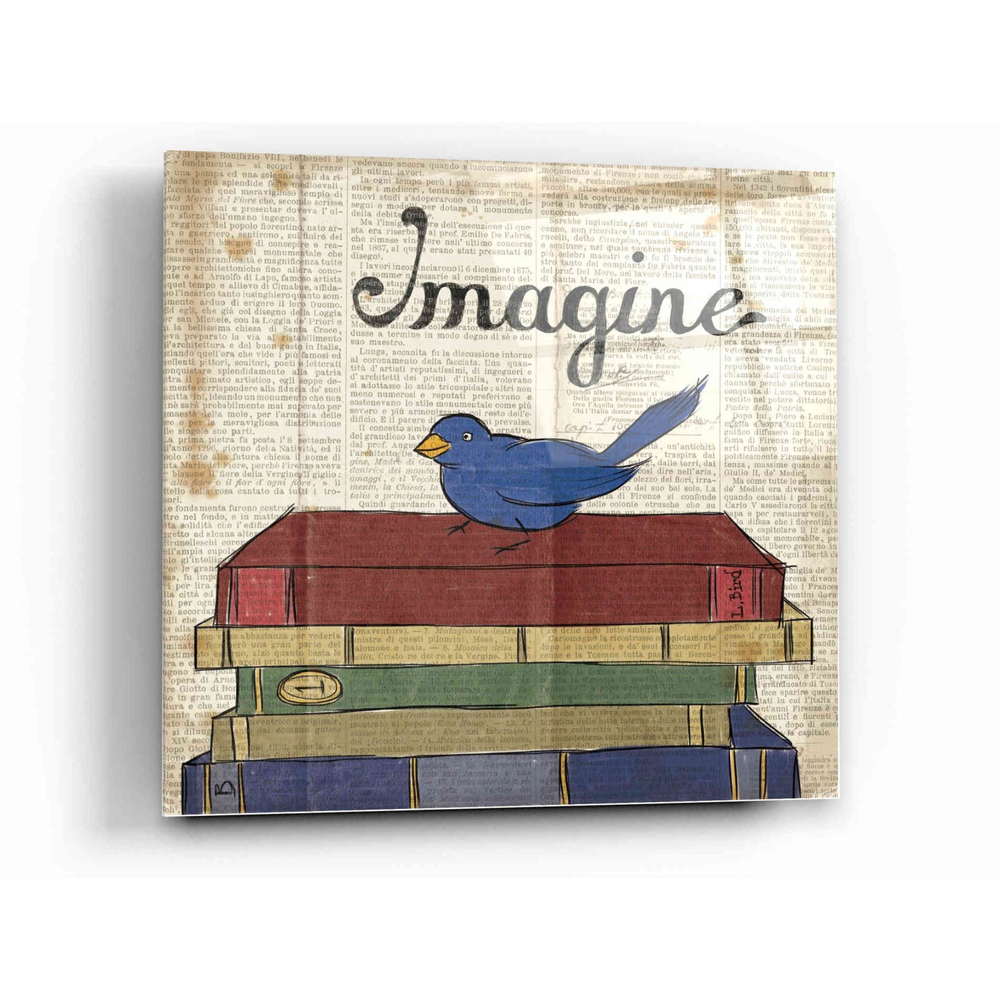 Epic Art 'Bird Inspiration Imagine' by Elyse DeNeige, Acrylic Glass Wall Art,12 x 12