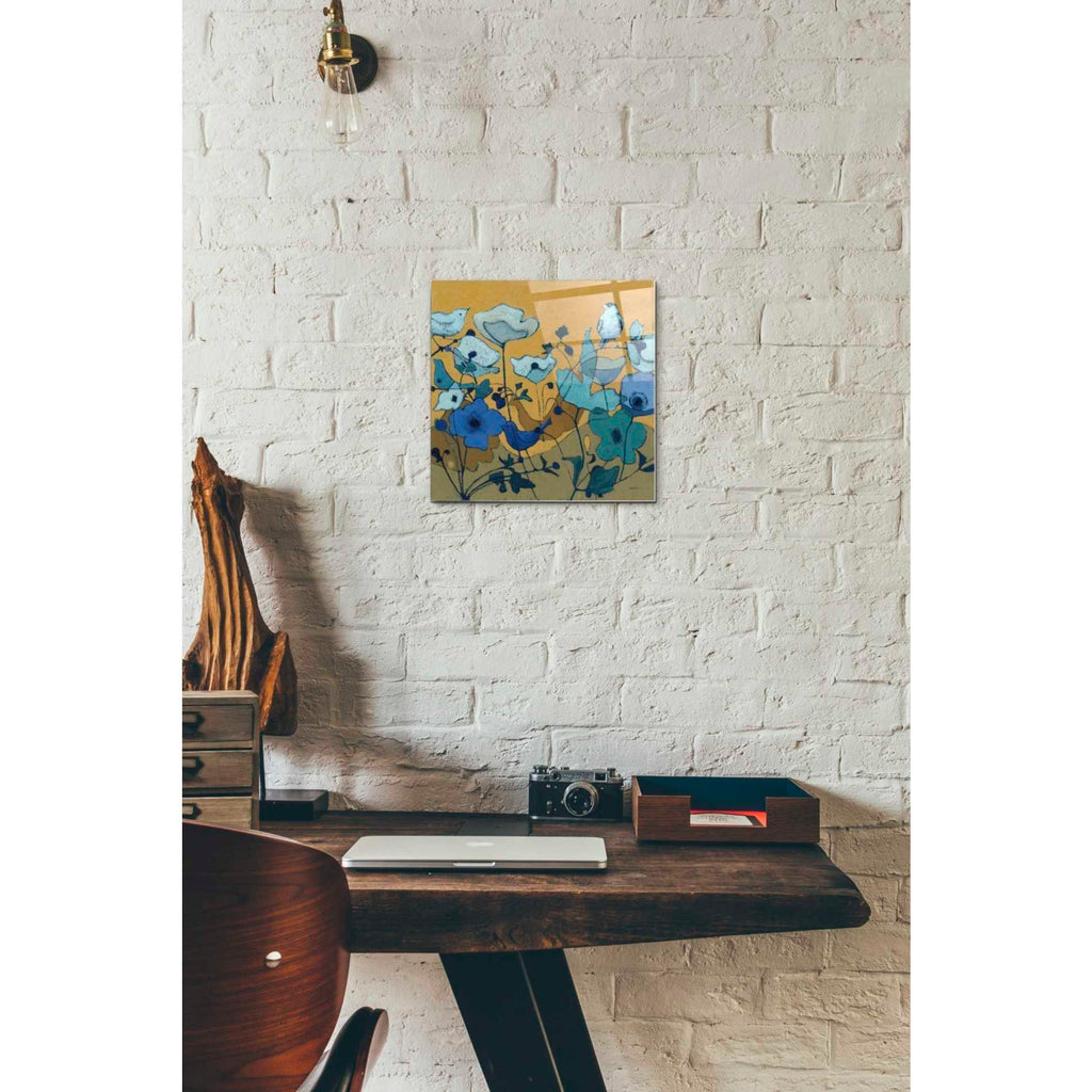 Epic Art 'Birdy Birdy Royal Blue' by Shirley Novak, Acrylic Glass Wall Art,12 x 12