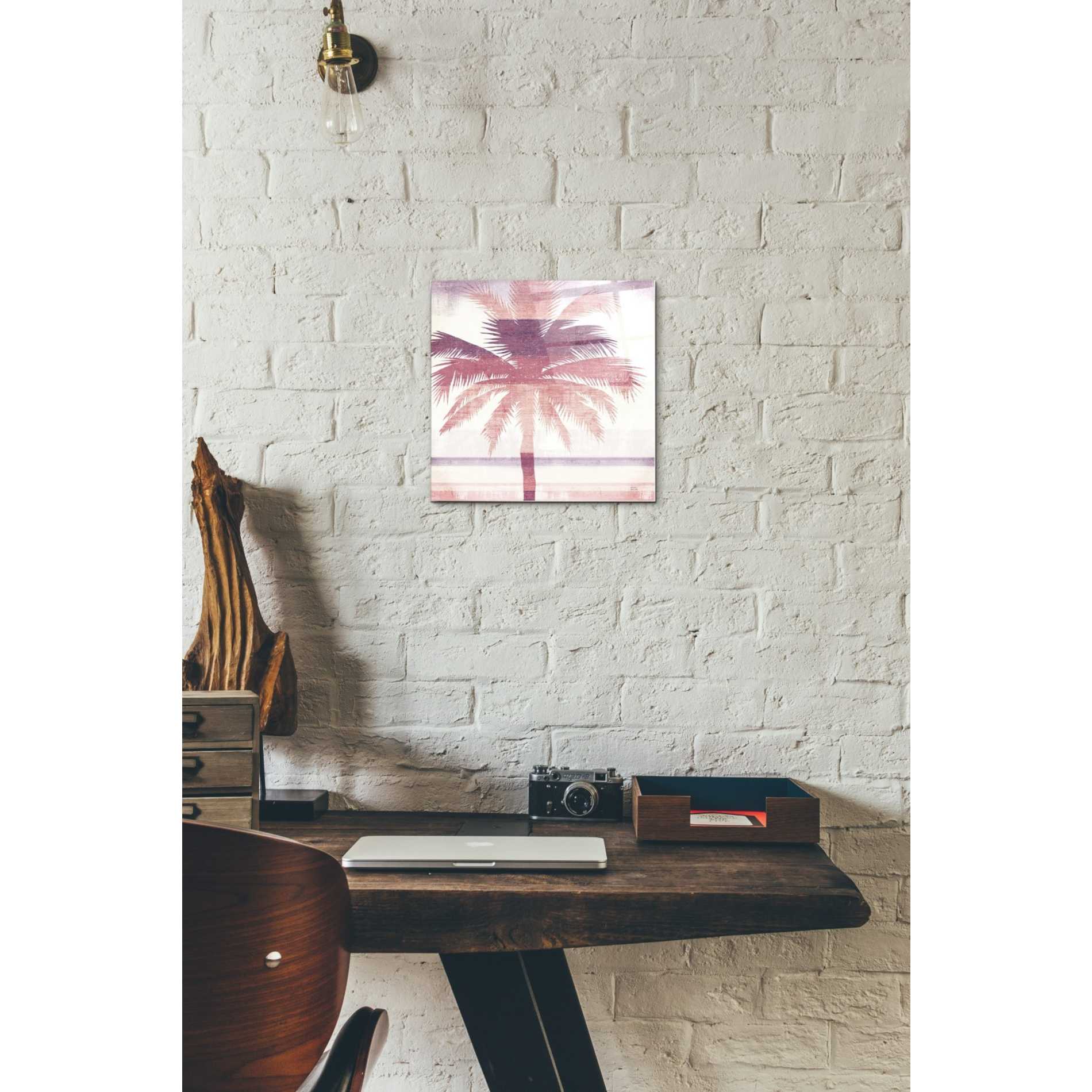 Epic Art 'Beachscape Palms II Pink Purple' by Michael Mullan, Acrylic Glass Wall Art,12 x 12