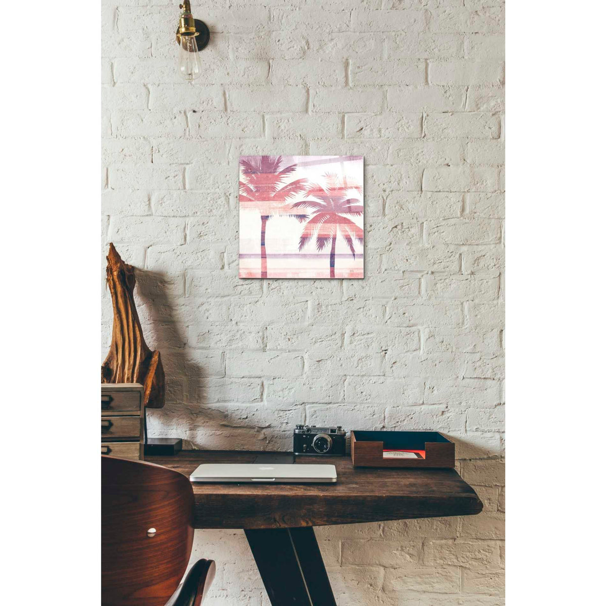 Epic Art 'Beachscape Palms III Pink Purple' by Michael Mullan, Acrylic Glass Wall Art,12 x 12